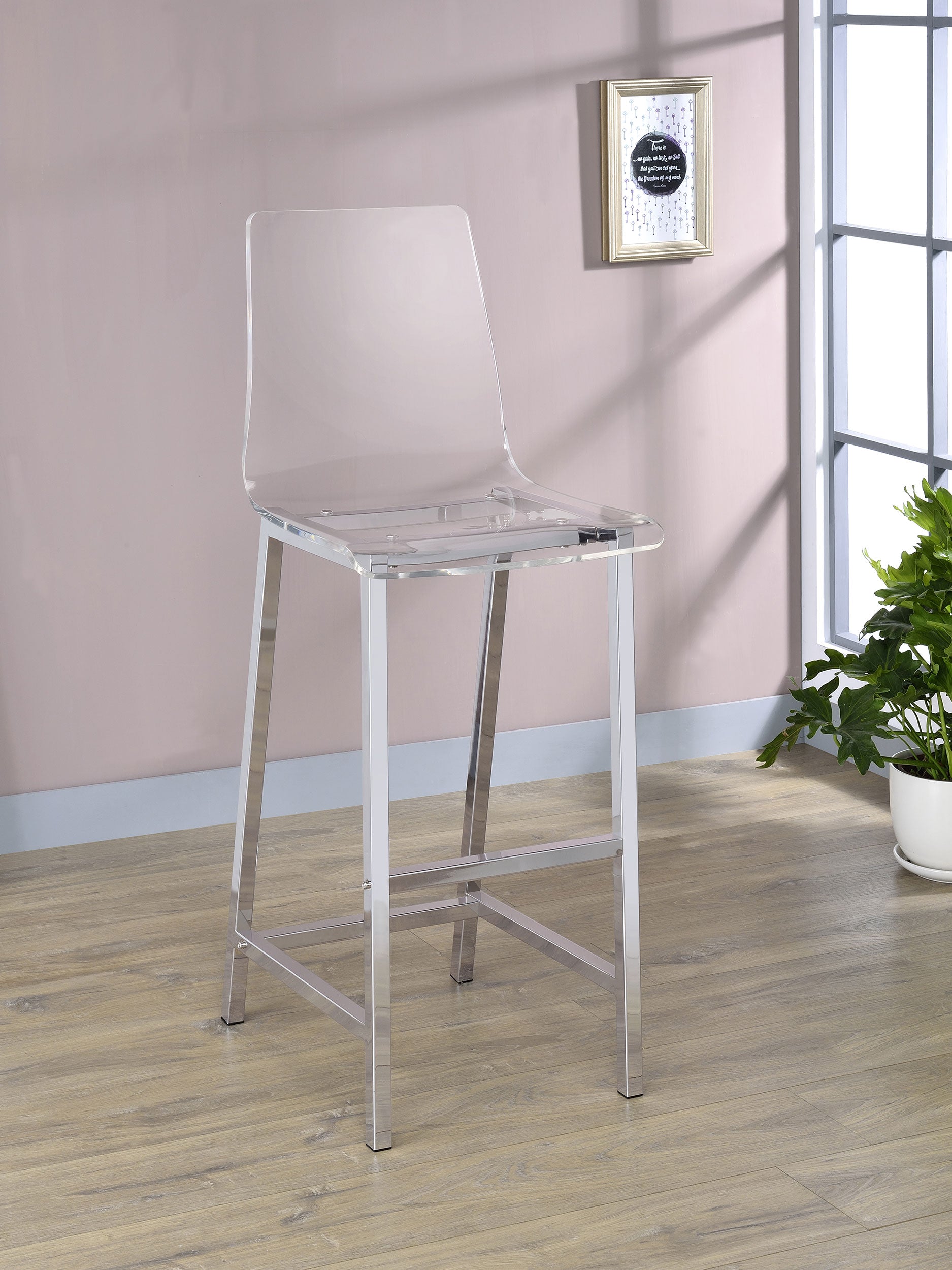 Juelia Clear Acrylic Bar Chair Chrome (Set of 2) — view 2
