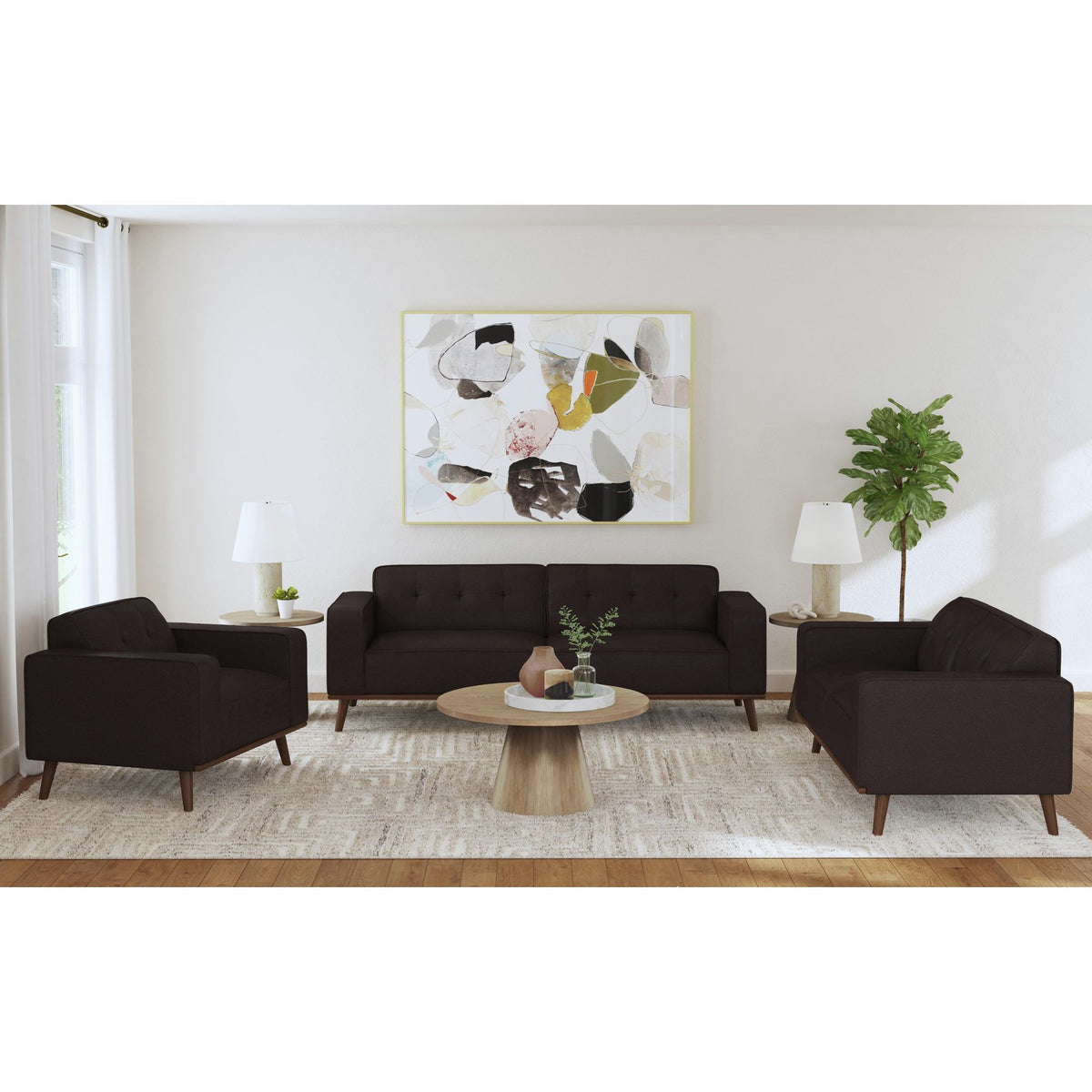 Destiny Chair With Wood Front in Dark Brown by Elements International, view 4