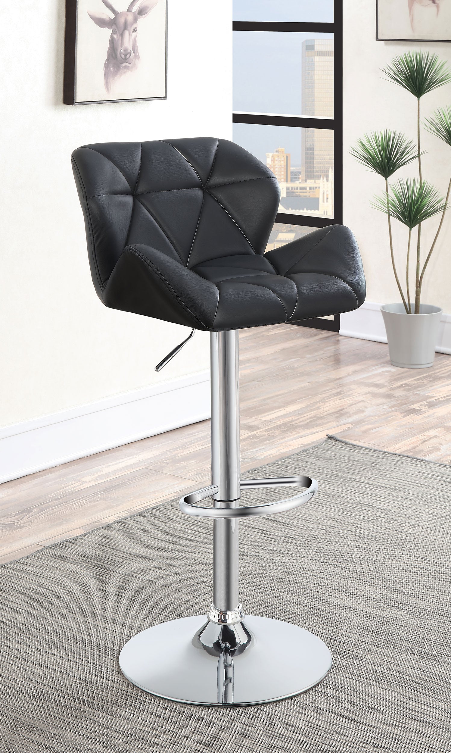Berrington Upholstered Adjustable Bar Stool Black (Set of 2) — view 2