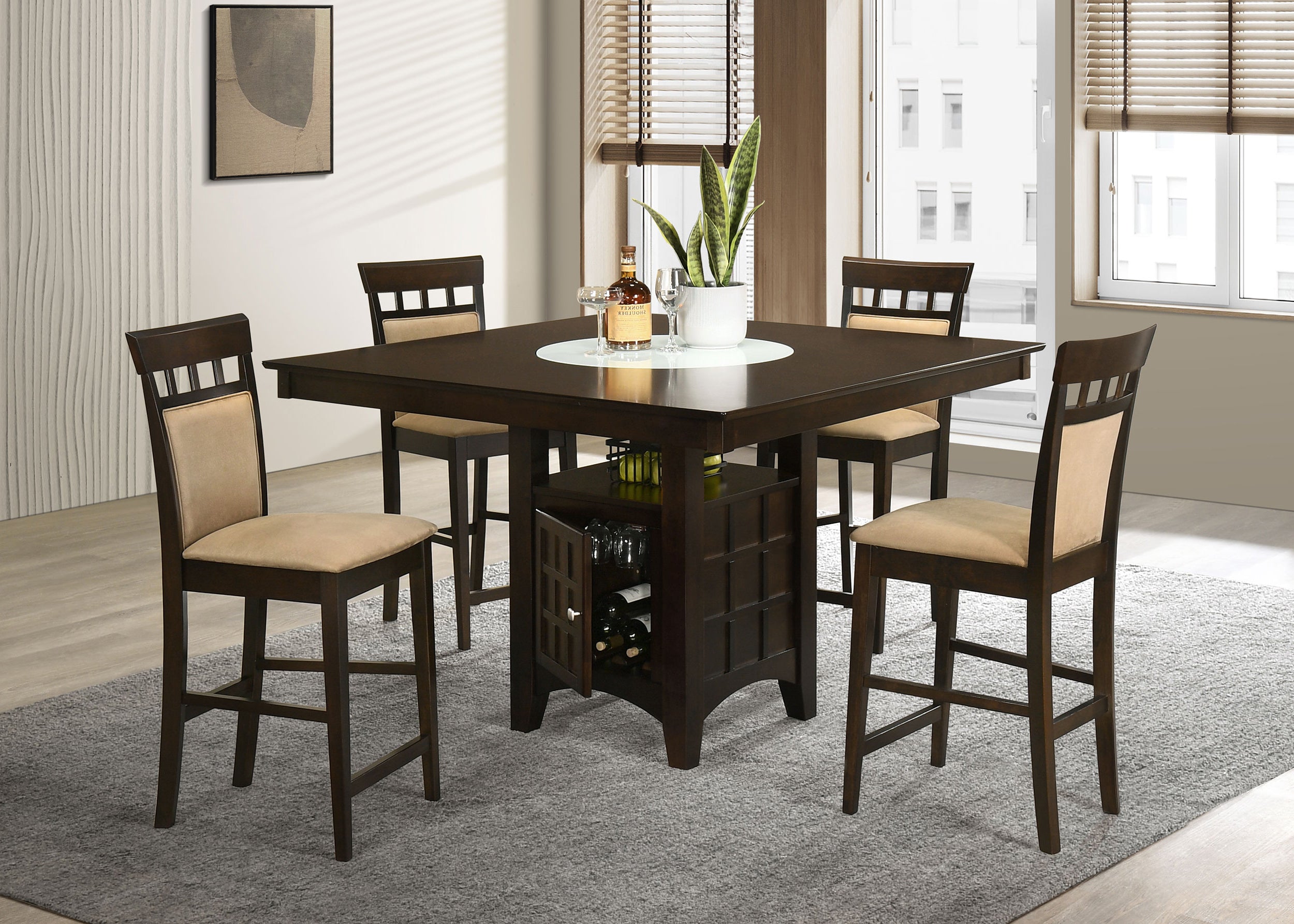 Gabriel 5-piece Square Counter Height Dining Set Cappuccino — view 1