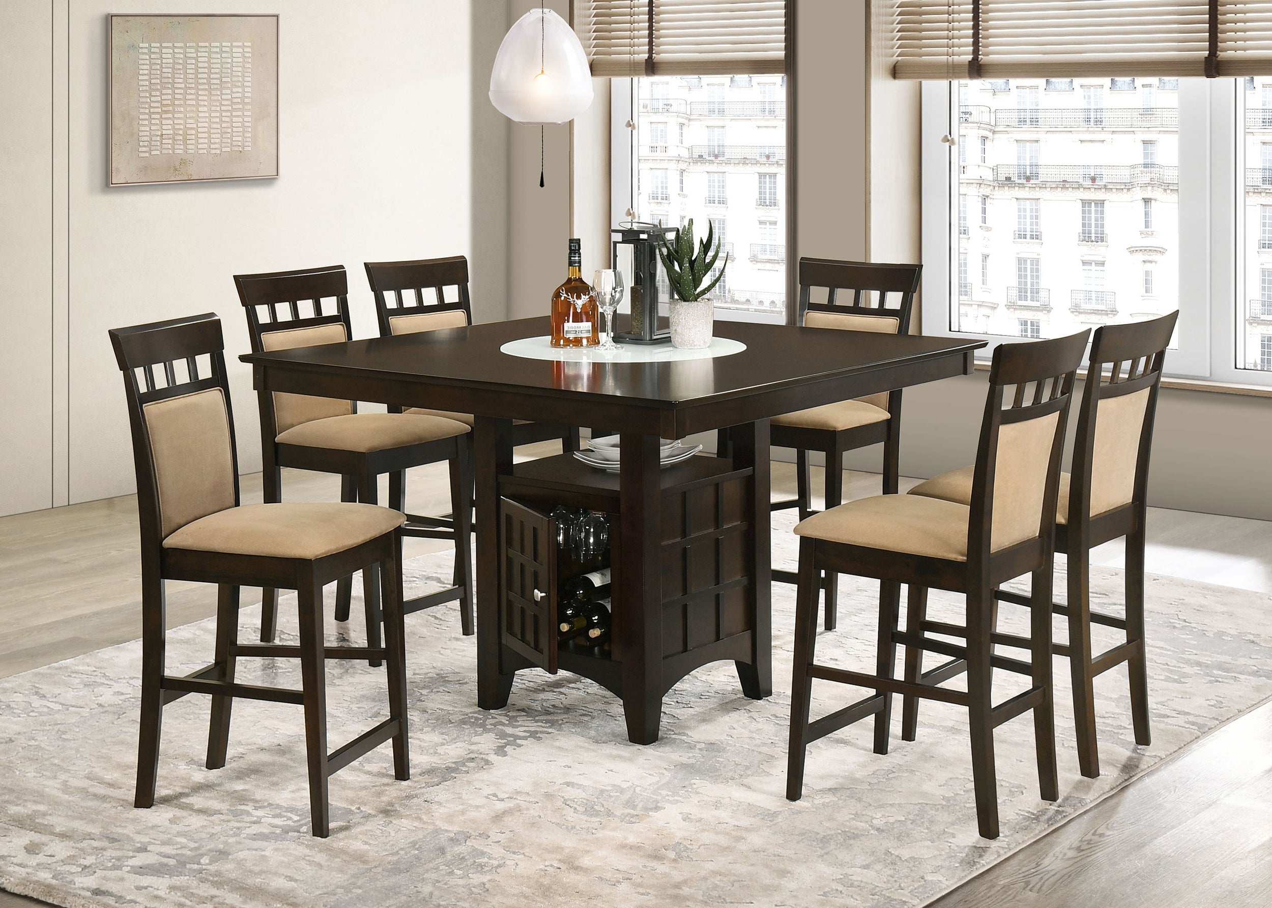 Gabriel 7-piece Square Counter Height Dining Set Cappuccino — view 1