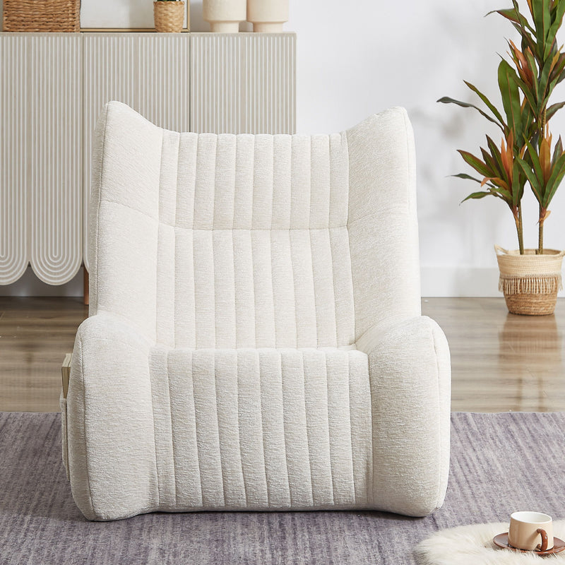 Bean Bag Chair For Adults, Lazy Floor Sofa Couch Memory Foam Bean Bag Sofas Chenille Fabric Reading Chair Comfortable Corner Lounge Sofa For Living Room - White
