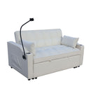 Modern Velvet Loveseat With Pullout Bed, Adjustable Reclining Backrest