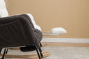 Teddy Fabric Rocking Chair With Adjustable Footrest - Ivory