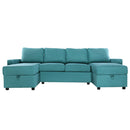 Convertible Sectional Sofa With Storage Chaise Lounges And USB Ports
