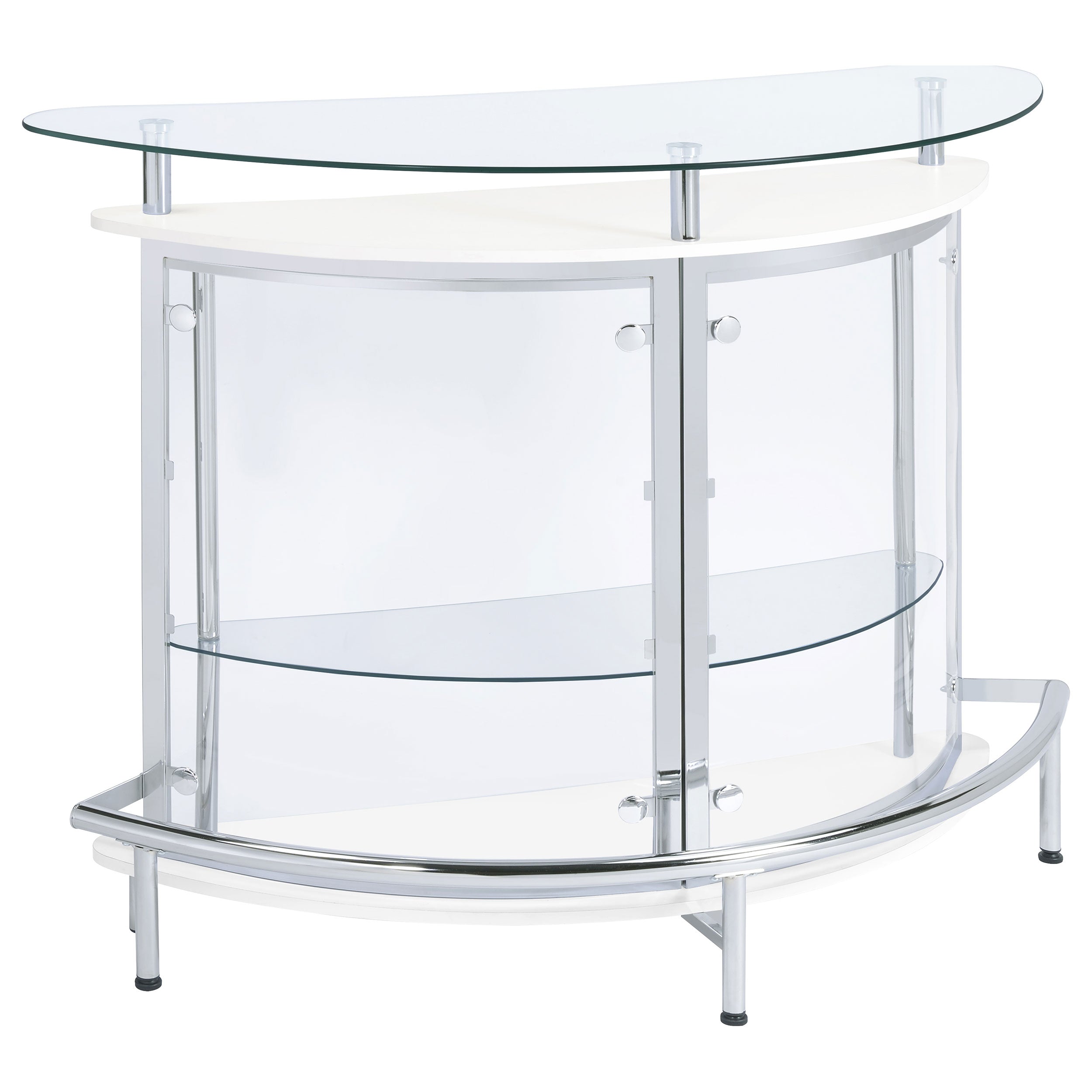 Amarillo Freestanding Glass Top Home Bar Wine Cabinet White — view 1