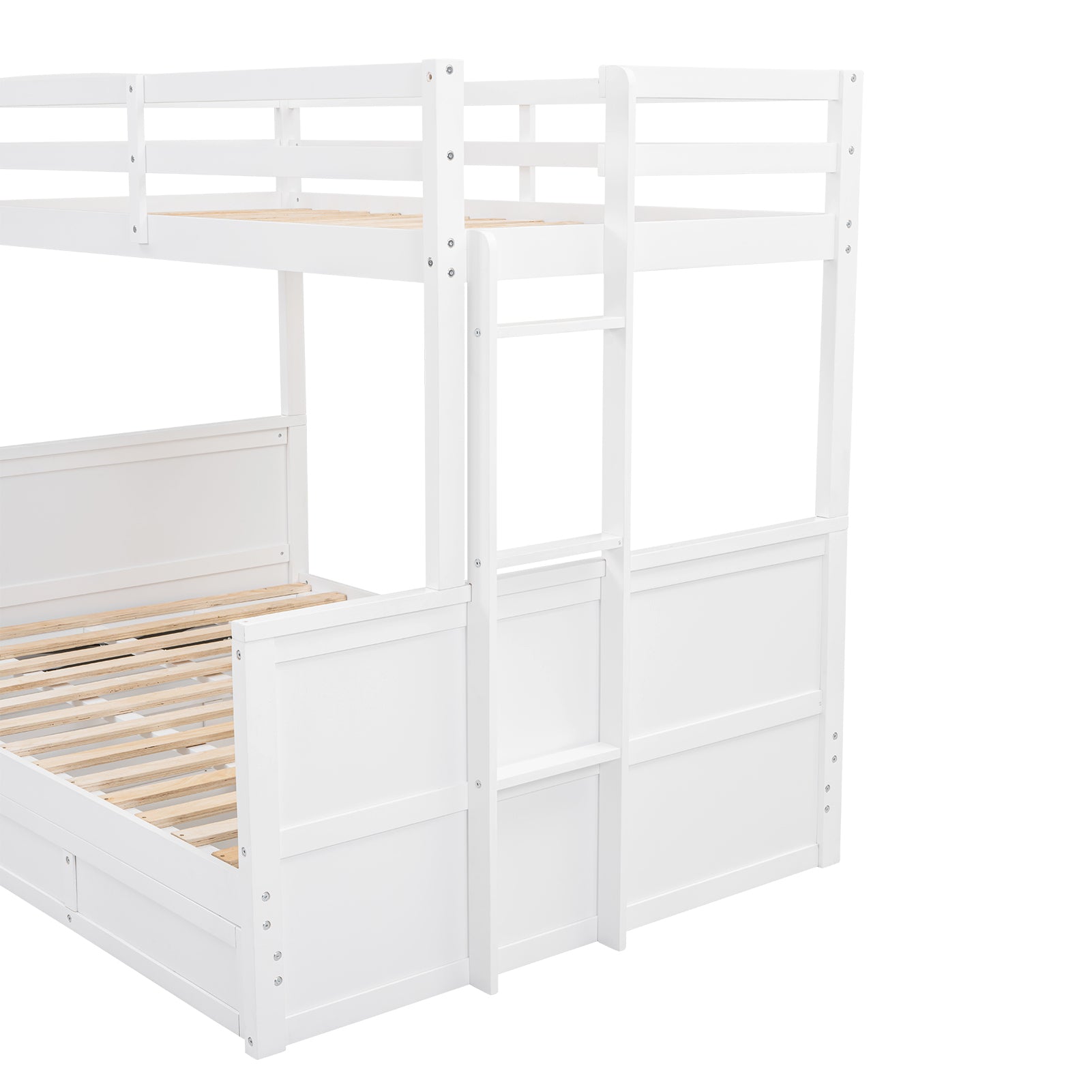 Wood Twin over Full Bunk Bed with Hydraulic Lift Up Storage, White - Atlantic Fine Furniture Melbourne FL