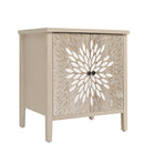 2 Door Carved Storage Cabinet With Adjustable Shelf, Accent Furniture