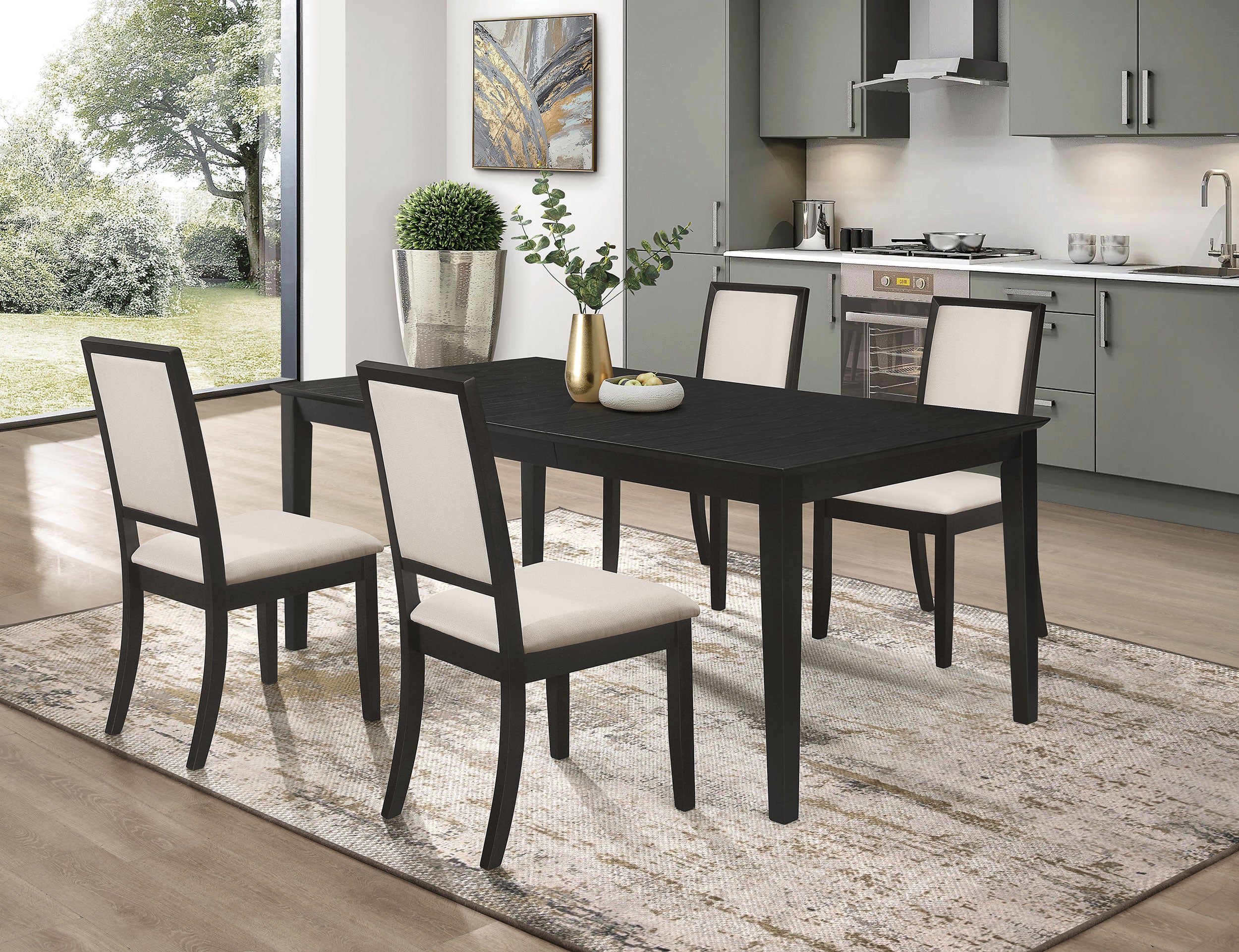 Louise 5-piece Rectangular Extension Leaf Dining Set Black — view 1