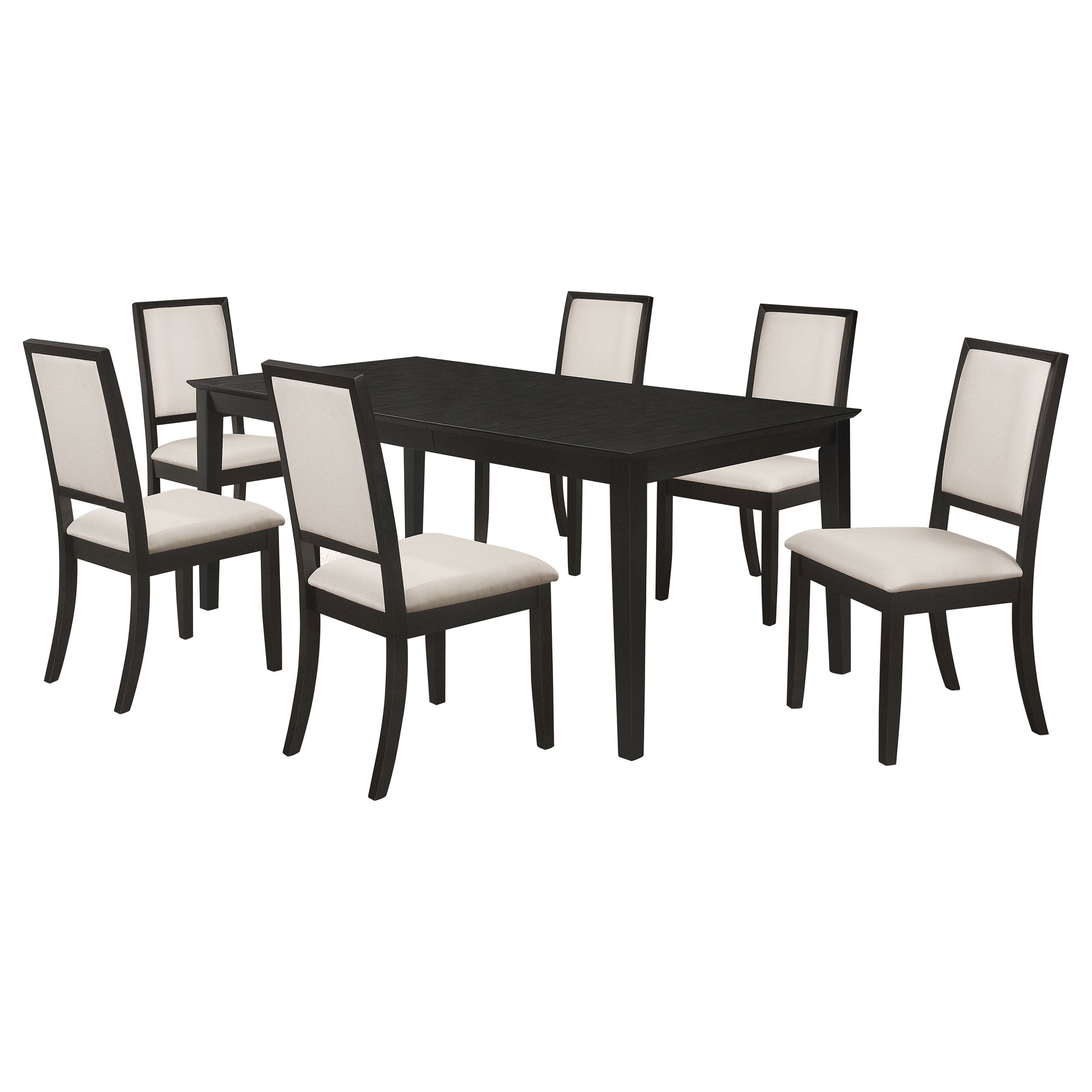 Louise 7-piece Rectangular Extension Leaf Dining Set Black — view 2