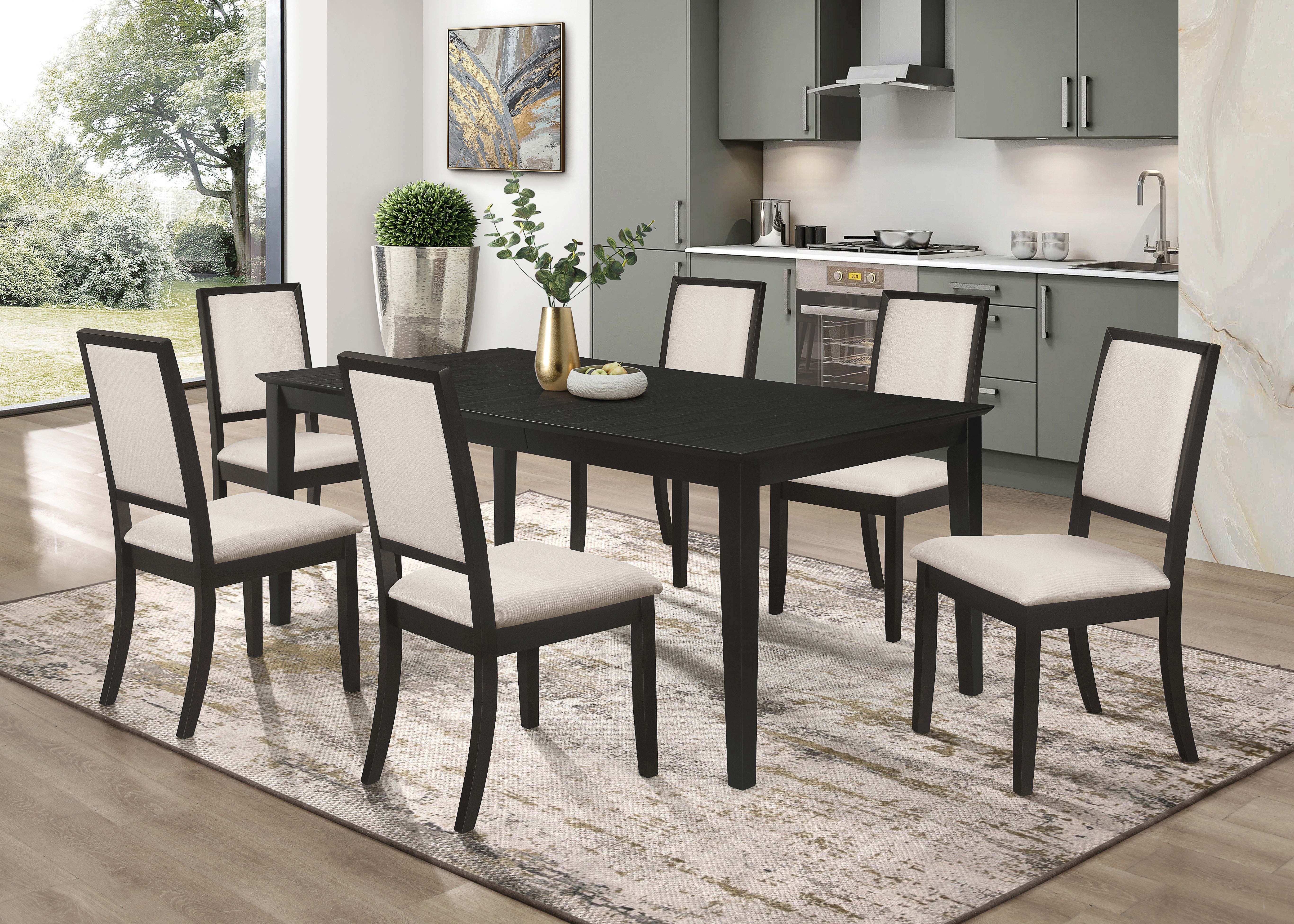 Louise Rectangular 78-inch Extension Leaf Dining Table Black — view 6