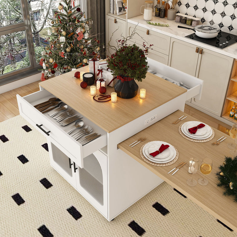 Expandable Kitchen Island With Power Outlet