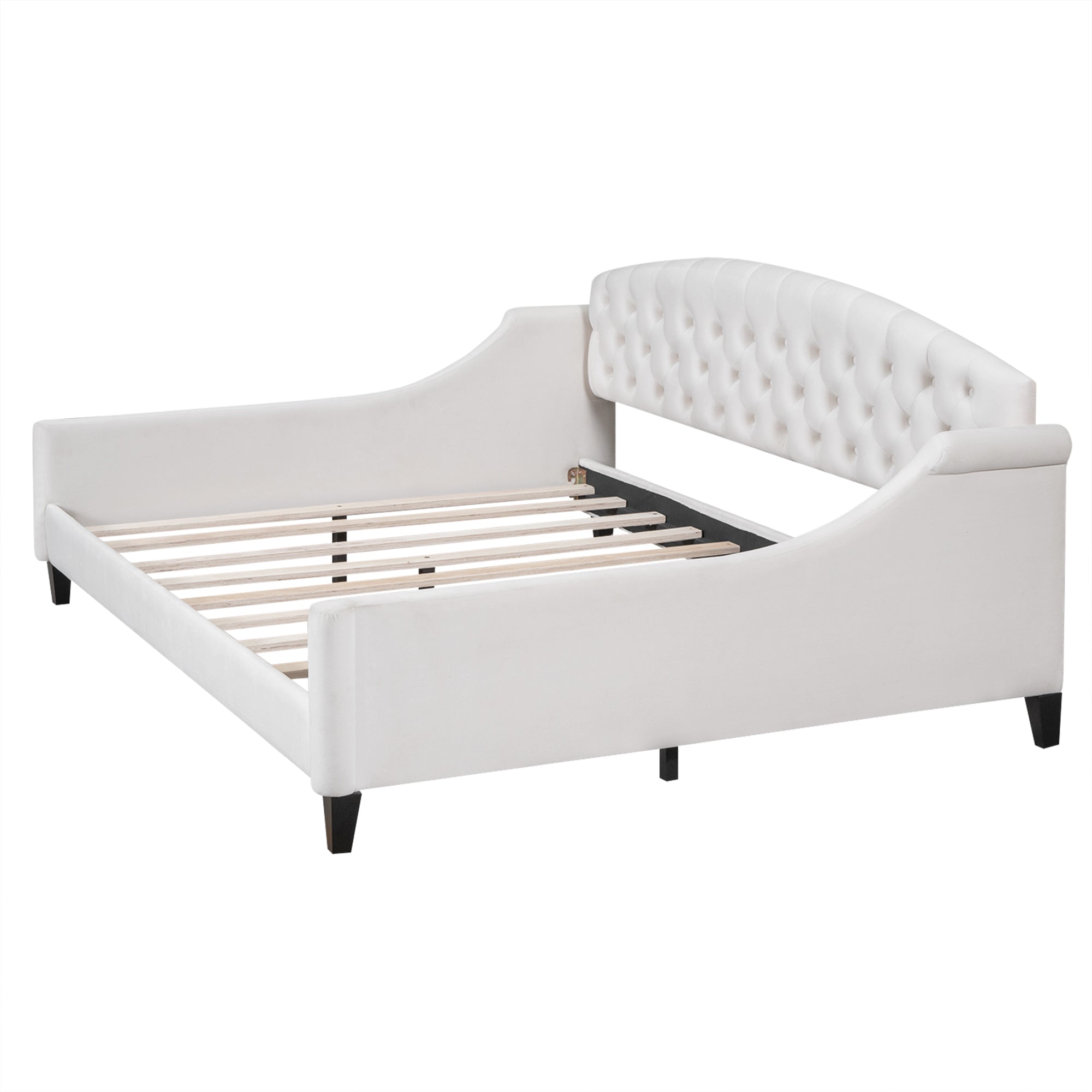 Modern Luxury Tufted Button Daybed, Full, Beige