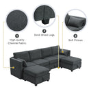 [VIDEO provided] [New] 109*54.7" Chenille Modular Sectional Sofa,U Shaped Couch with Adjustable Armrests and Backrests,6 Seat Reversible Sofa Bed with Storage Seats for Living Room, Apartment,2 Colors