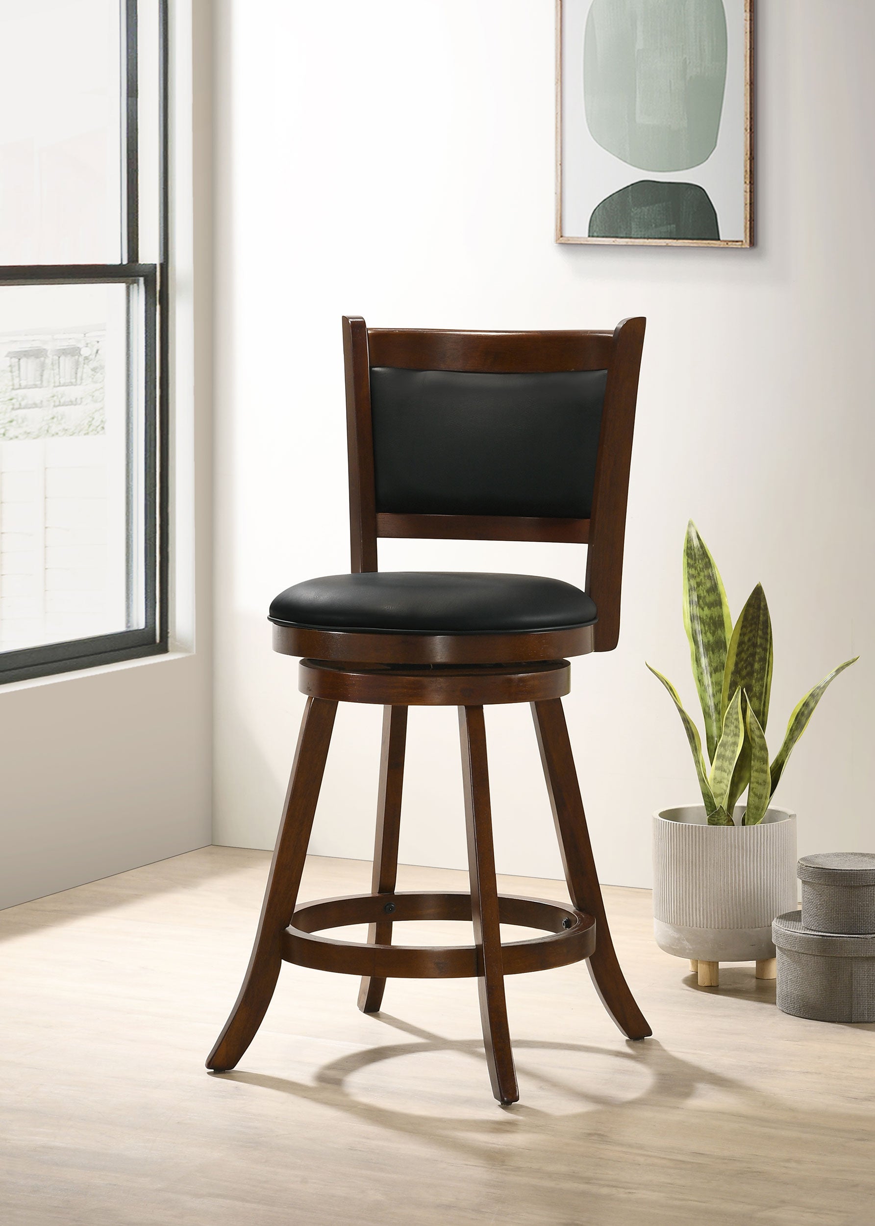 Broxton Upholstered Swivel Counter Chair Chestnut (Set of 2) — view 2