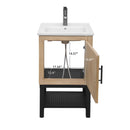 Modern Freestanding Bathroom Vanity With Ceramic Sink, Hot And Cold Faucet, 1 Door Cabinet & Open Shelf