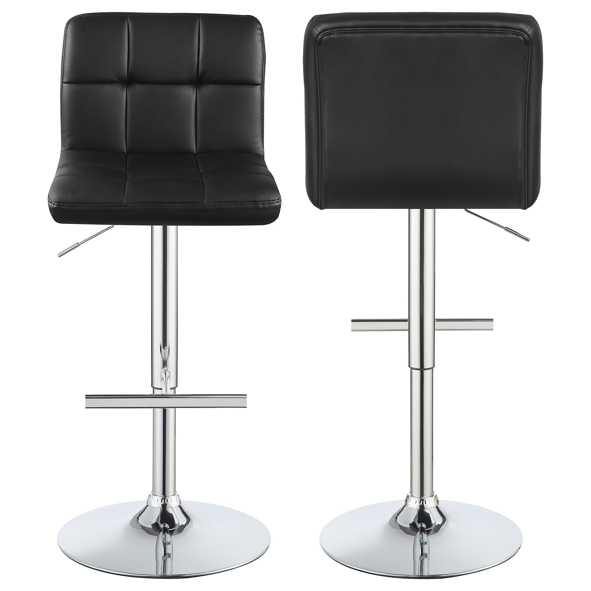 Lenny Upholstered Adjustable Bar Stool Black (Set of 2) — view 1