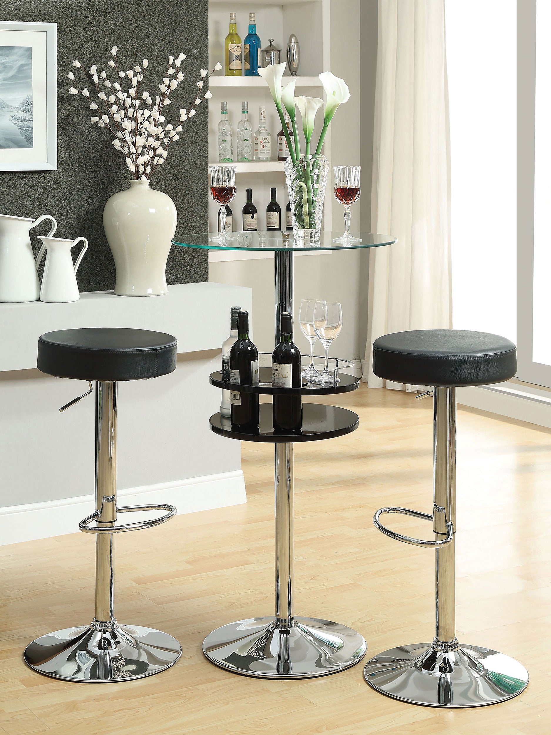 Ramses 29-inch Adjustable Bar Stool Chrome and Black — view 10