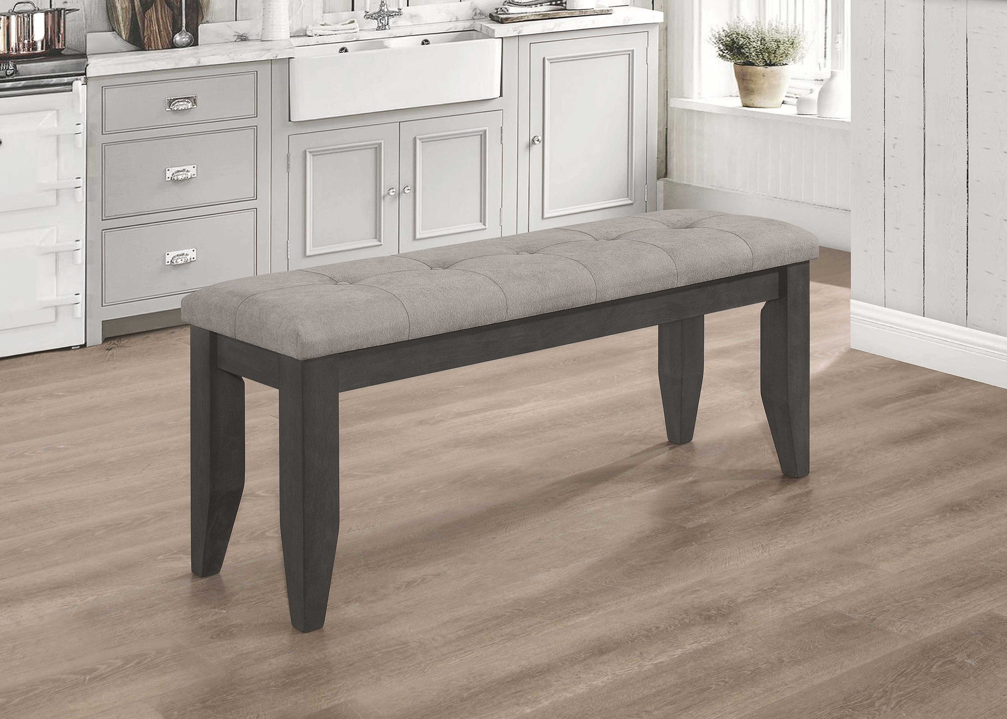 Dalila Fabric Upholstered Wood Dining Bench Dark Grey — view 2