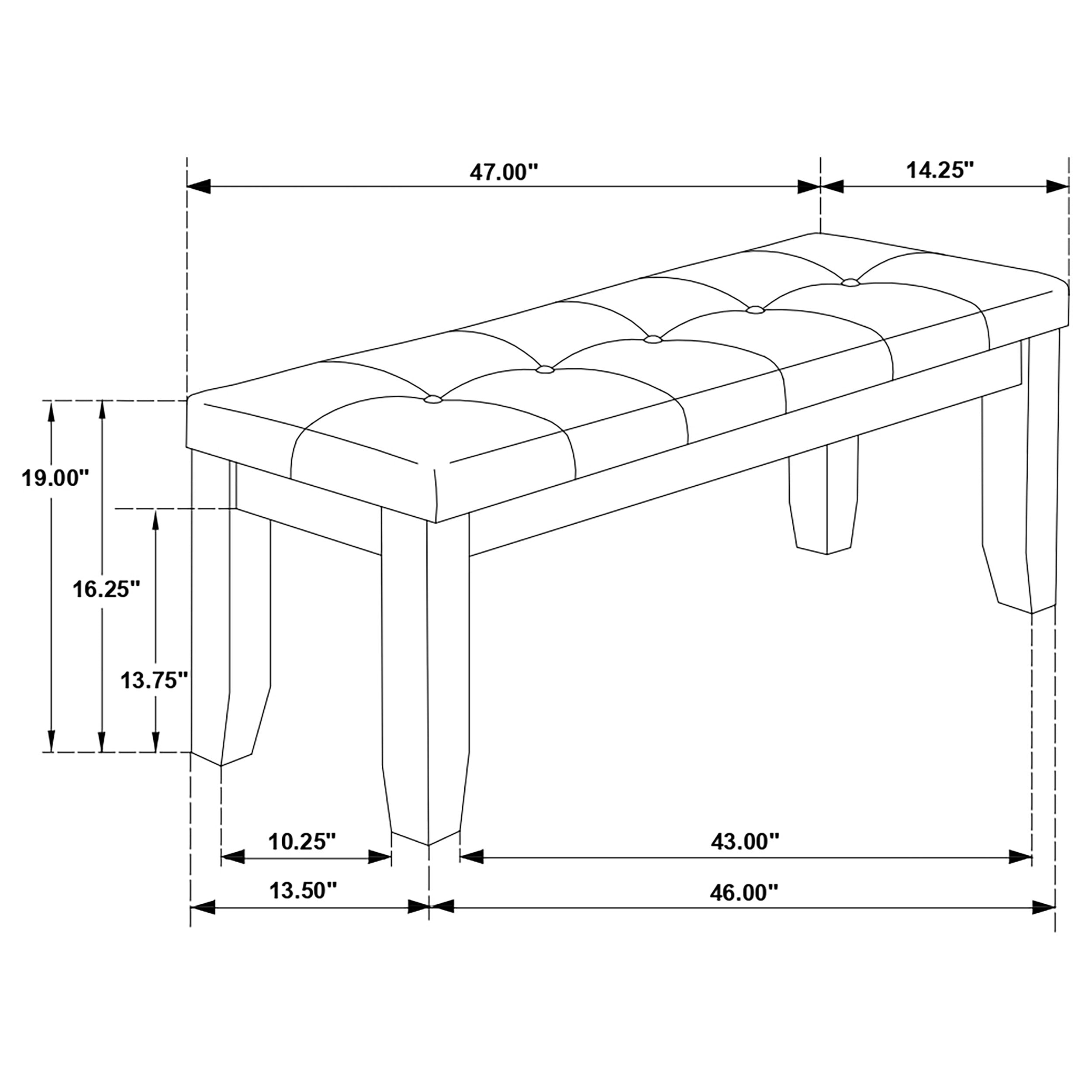 Dalila Fabric Upholstered Wood Dining Bench Dark Grey — view 9