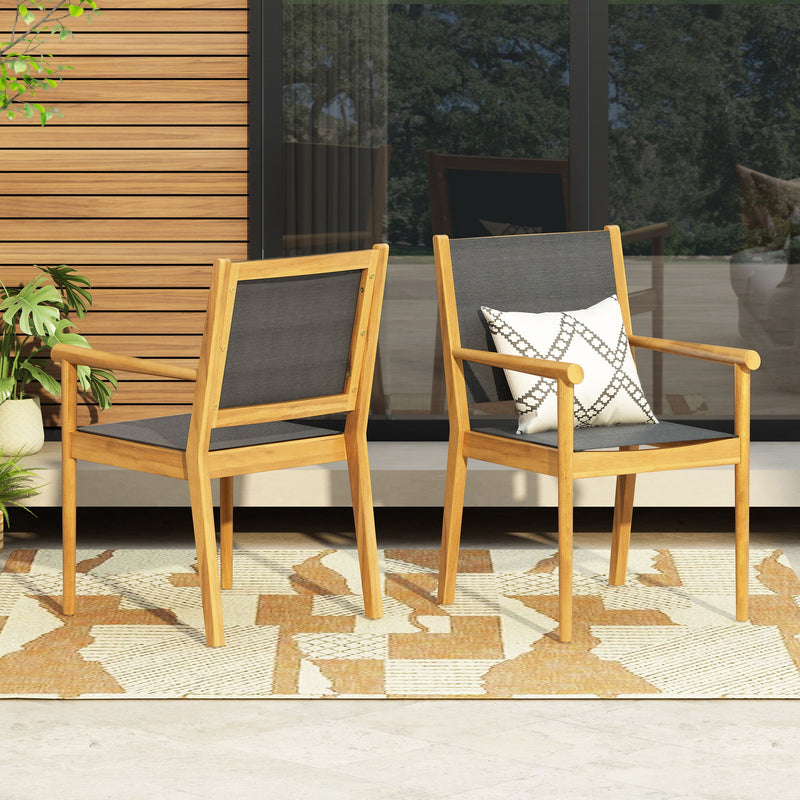 Cordoba - Dining Chair Set With Acacia Wood Frame And Textilen Upholstery (Set of 2) - Teak
