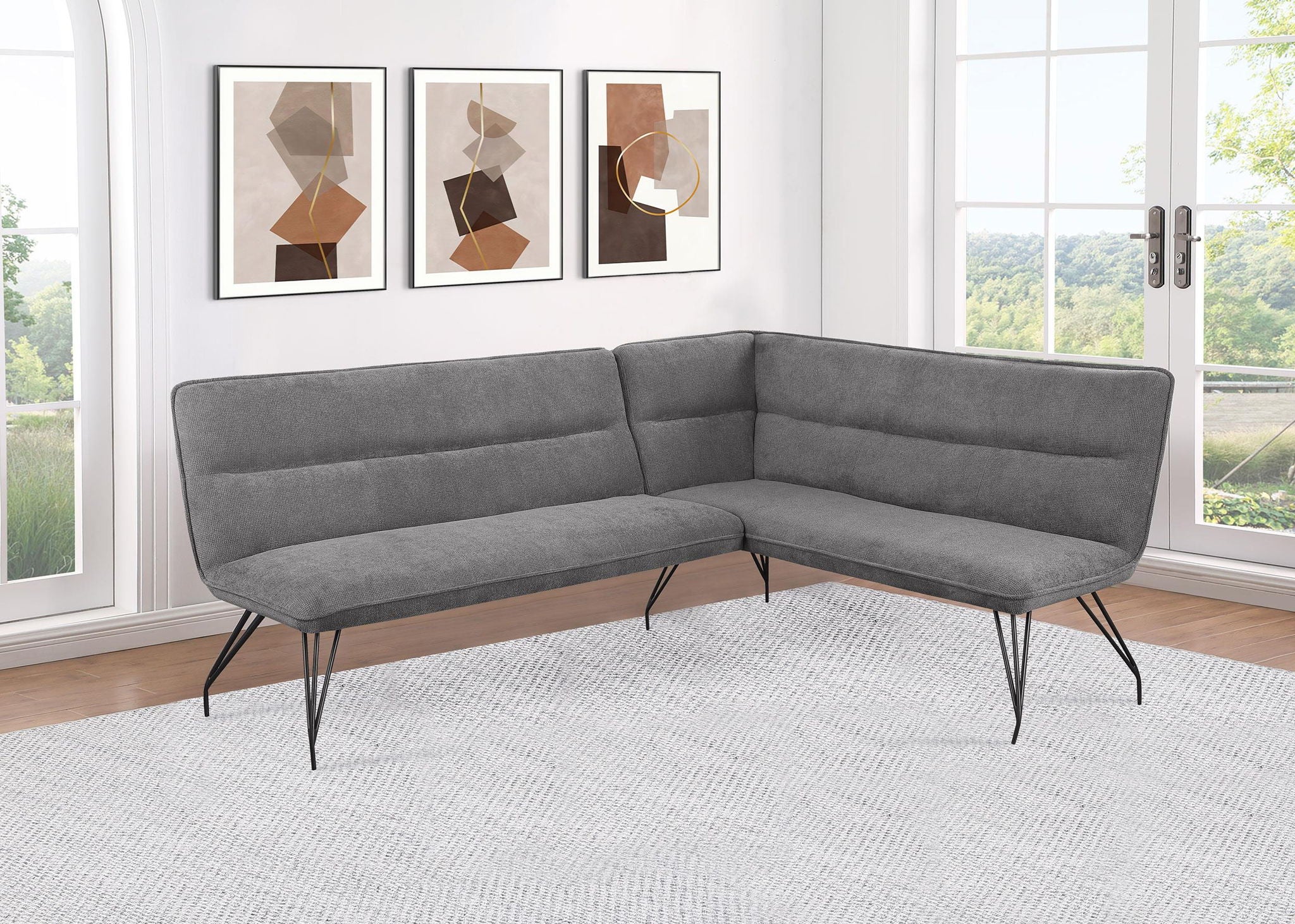 Dodson Fabric Upholstered L-Shaped Nook Dining Bench Grey