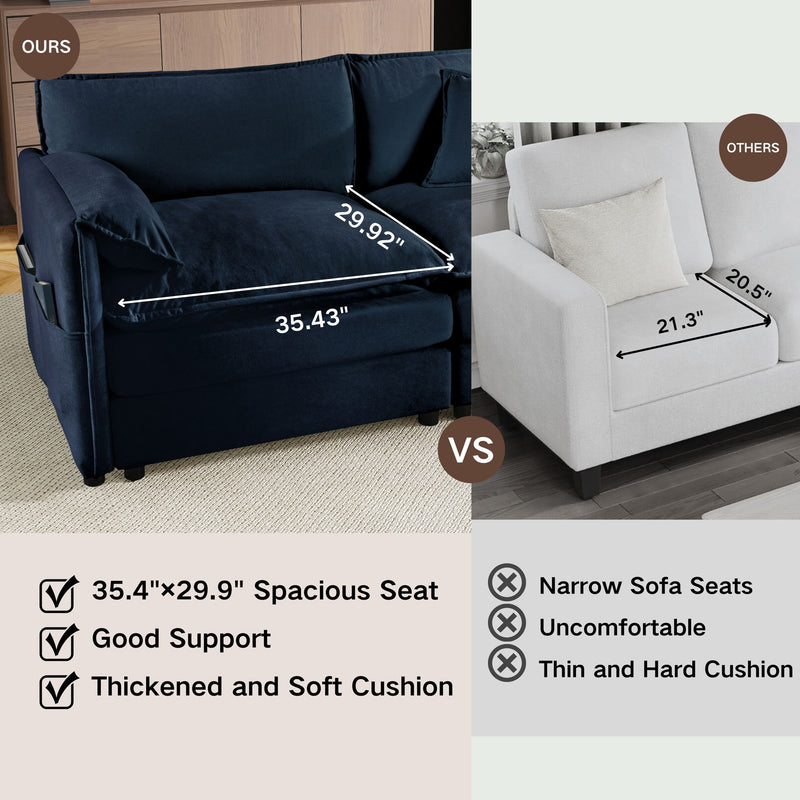 Modern Comfy Deep Seat Modular Sectional Sofa Cloud Couch With Ottoman