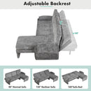 Convertible Futon Sofa Bed With Adjustable Backrest, Reversible Chaise Lounge And 2 Removable Armrest Pillows