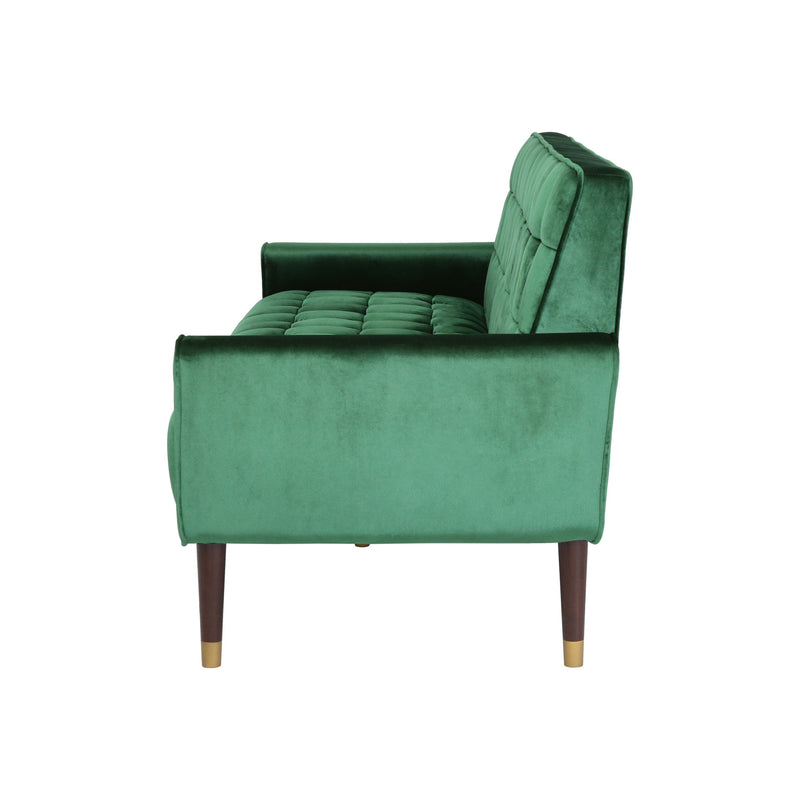 Square Arms Velvet Straight Sofa, Living Room And Study - Emerald