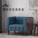 Contemporary Club Chair With Button Tufted Waffle Stitch