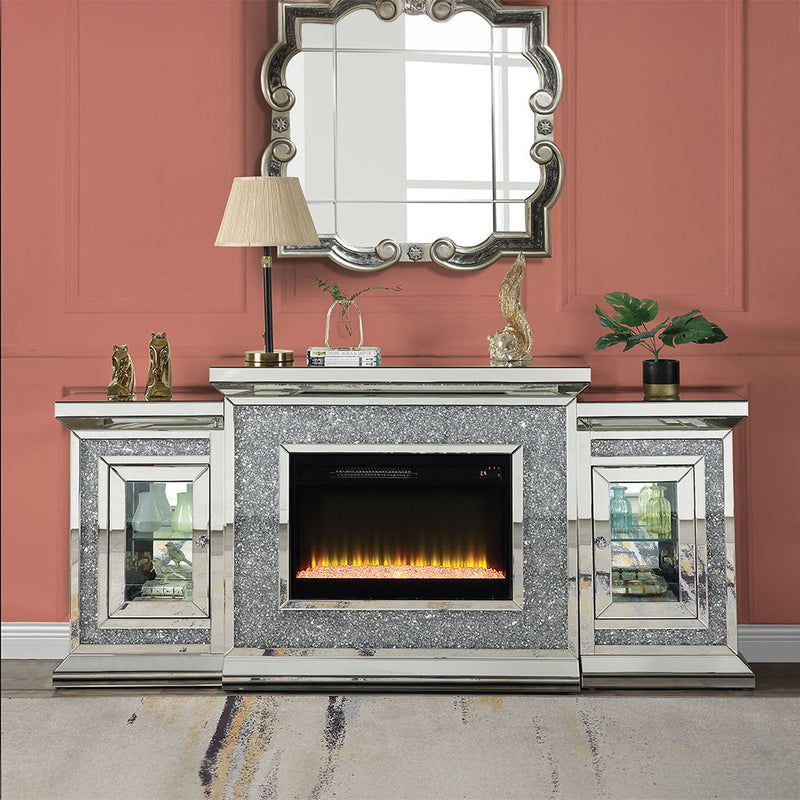 Noralie - Fireplace - Mirrored & Faux Diamonds - 39" - Atlantic Fine Furniture Inc