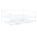 Full Size Metal Daybed with Twin Size Adjustable Trundle, Portable Folding Trundle, White(OLD SKU:MF293736AAK)