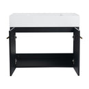Modern Wall Mounted Bathroom Vanity With Thick Edge Resin Sink And Storage Rack