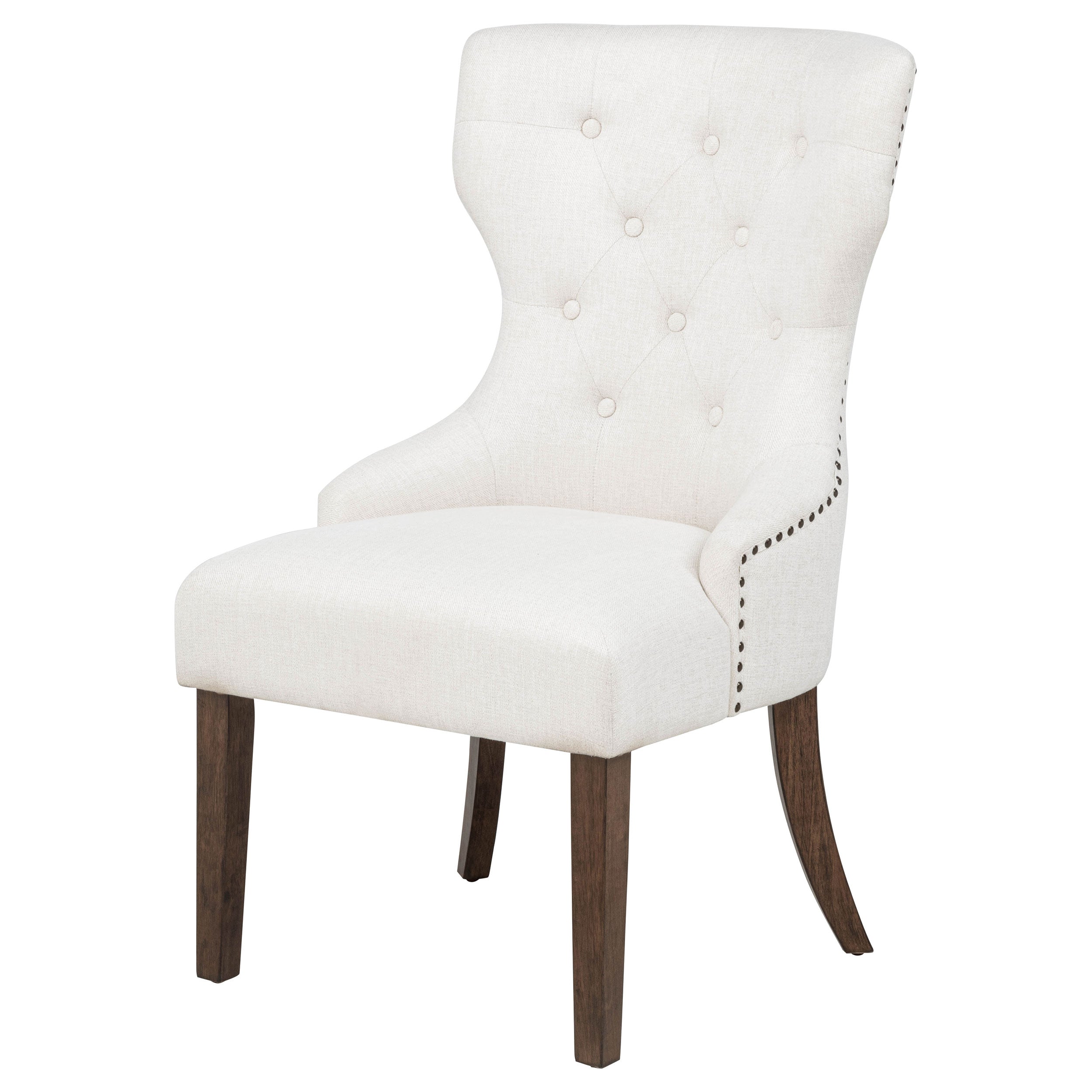 Baney Fabric Upholstered Dining Side Chair Cream and Dark Oak — view 4
