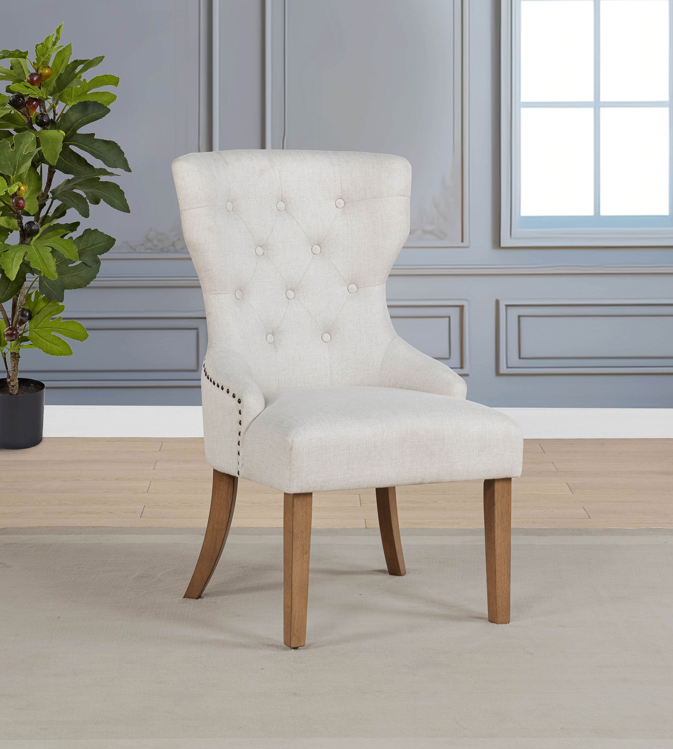 Baney Fabric Upholstered Dining Side Chair Beige and Rustic Grey — view 2