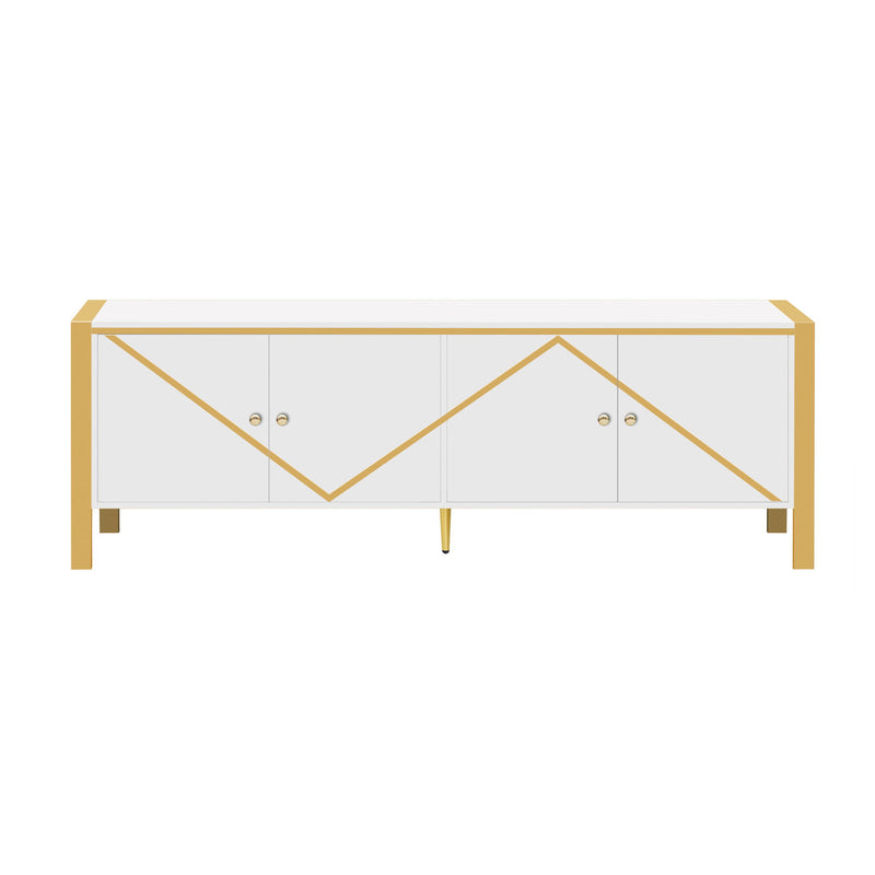 Modern Minimalist TV Stand With 2 Spacious Cabinets