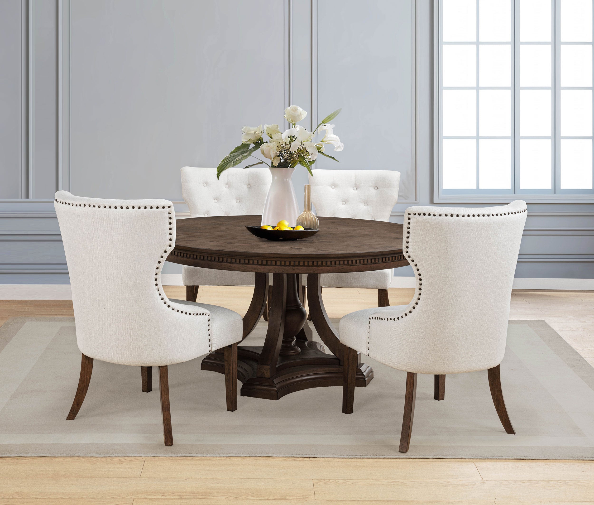 Ridgewell 5-piece Round Pedestal Dining Set Dark Oak — view 1