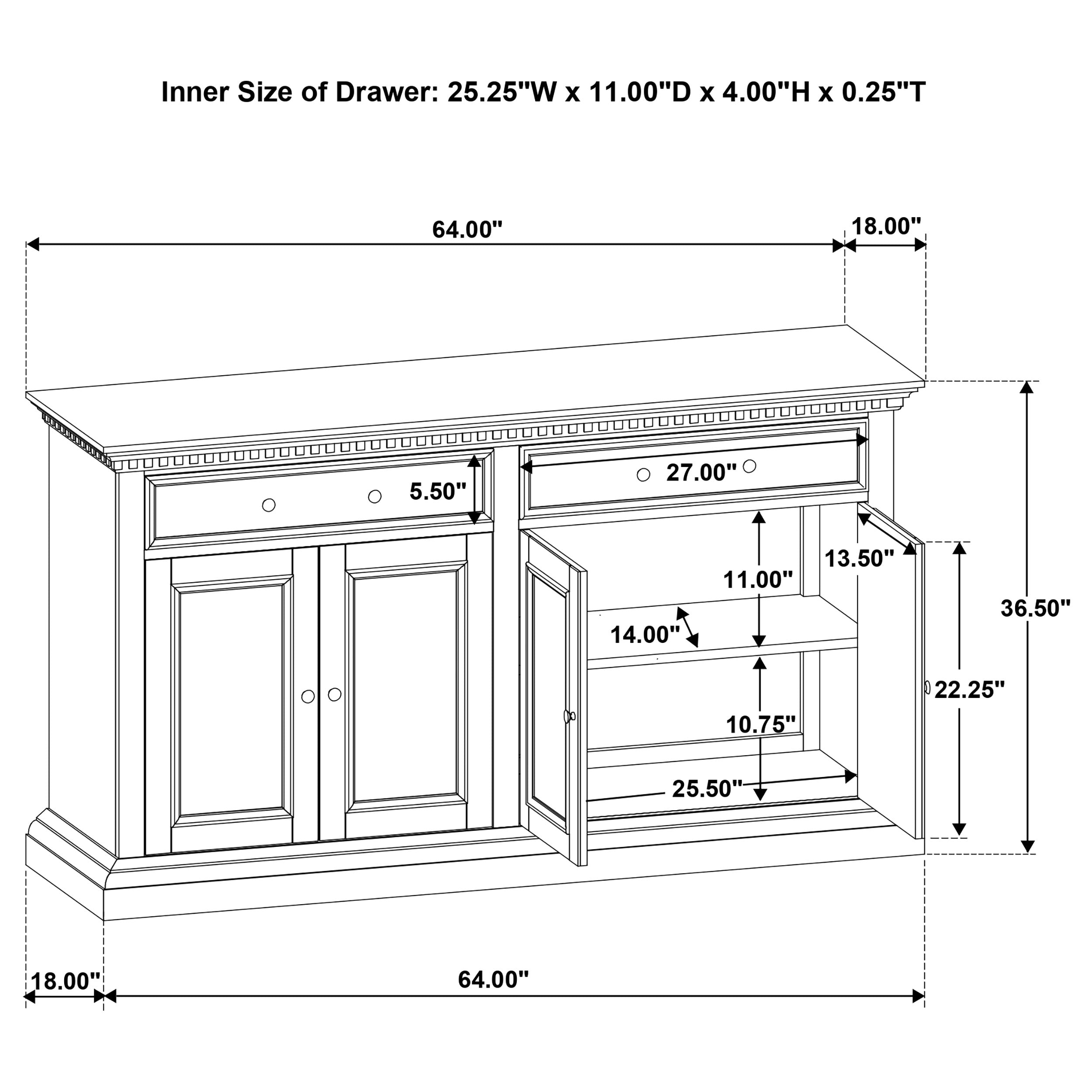 Ridgewell 2-drawer 4-door Dining Server Dark Oak — view 13