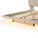 Upholstered Platform Bed With Sensor Light And 2 Large Backrests, With 2 Sets Of USB Port And Socket On Each Rear Bed Leg