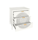 3 Drawer Cabinet With Hollow Carved 3 Drawer Dresser Storage Chest With Metal Handles For Entryway Living Room Bedroom - Beige