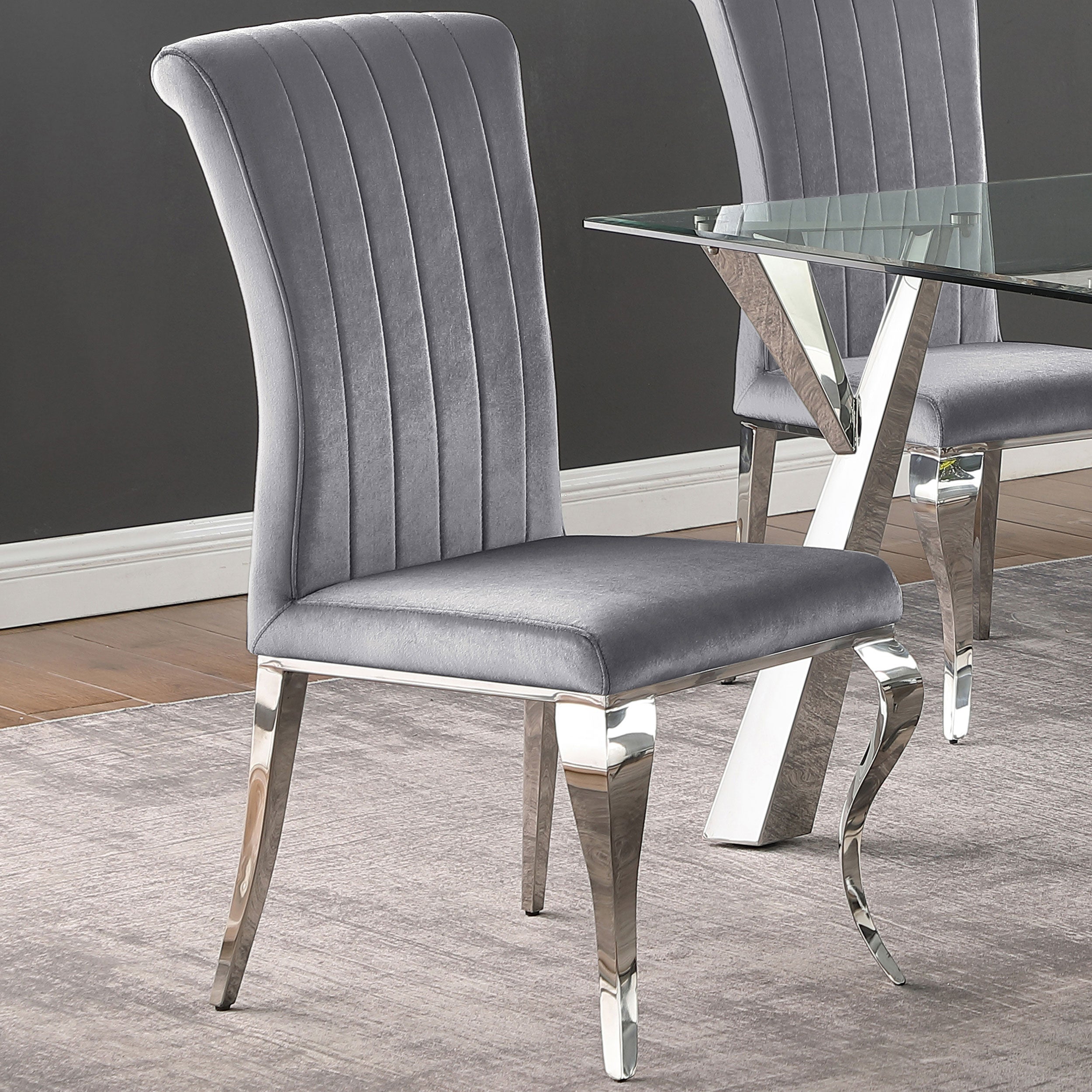 Betty Velvet Upholstered Dining Side Chair Grey (Set of 4) — view 2