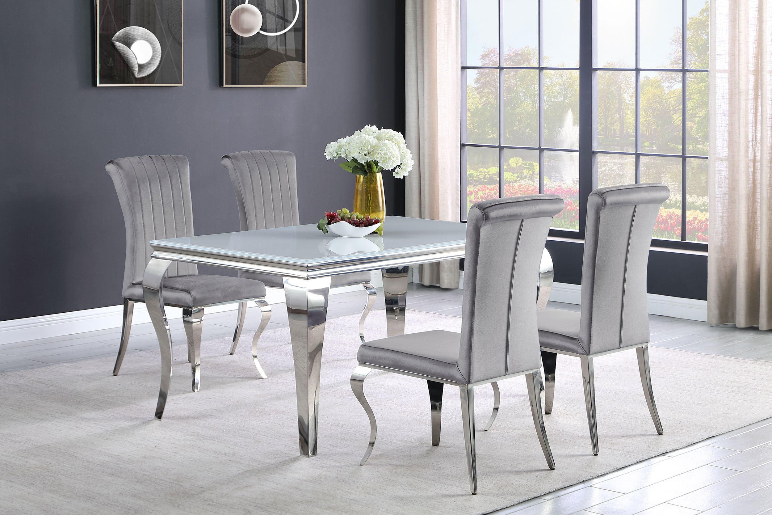 Betty Velvet Upholstered Dining Side Chair Grey (Set of 4) — view 8
