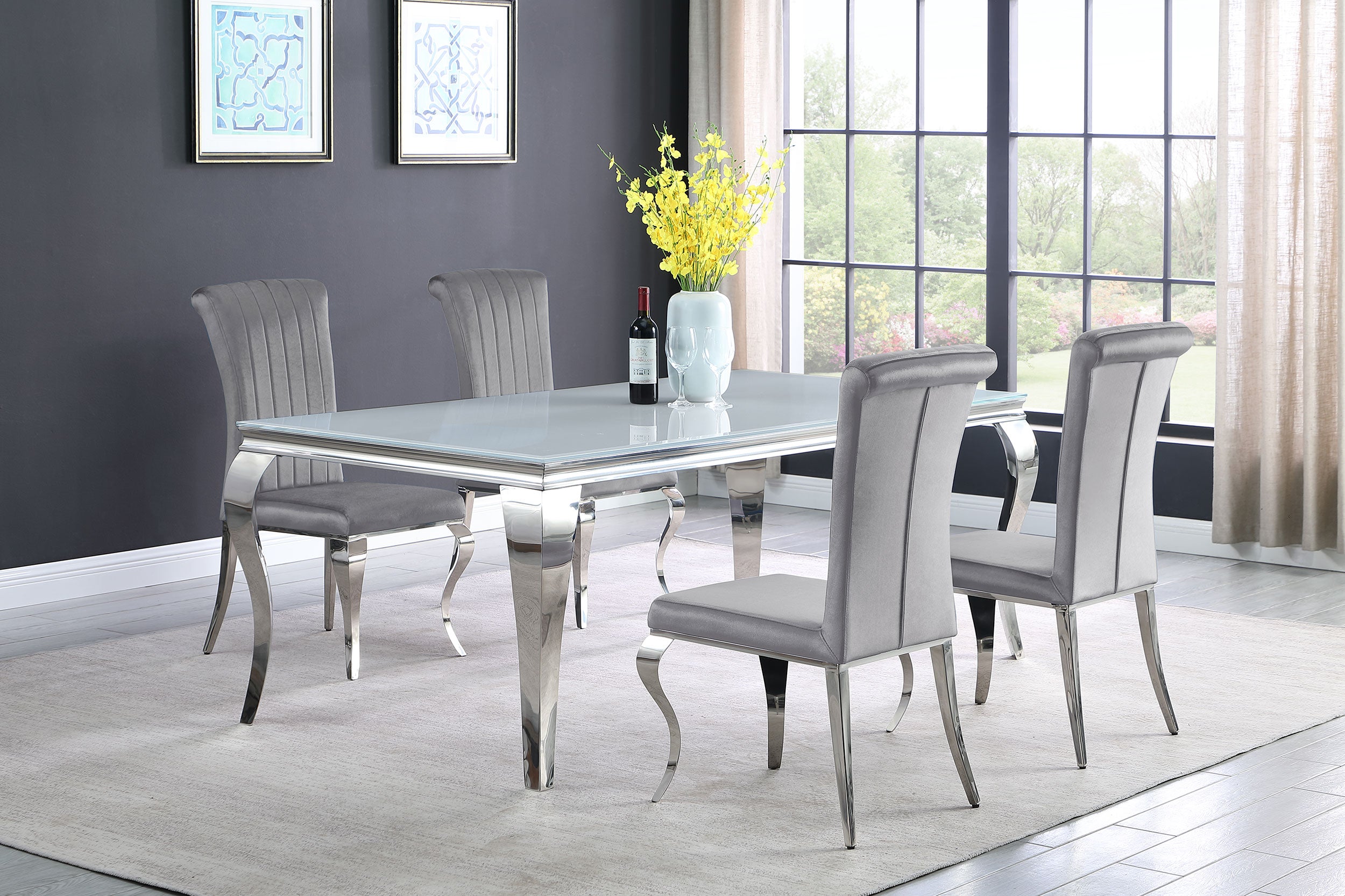 Betty Velvet Upholstered Dining Side Chair Grey (Set of 4) — view 10