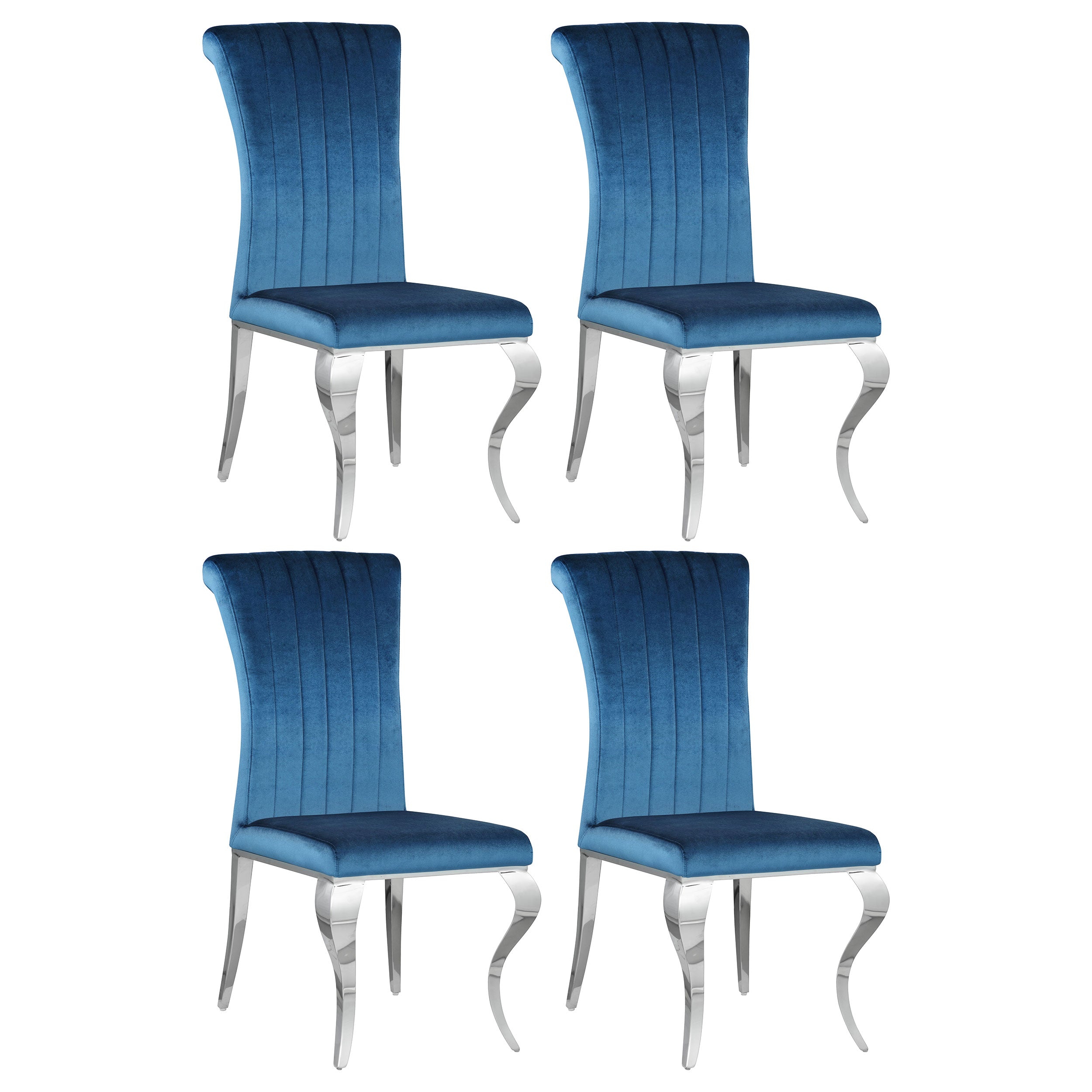 Betty Velvet Upholstered Dining Side Chair Blue (Set of 4) — view 1