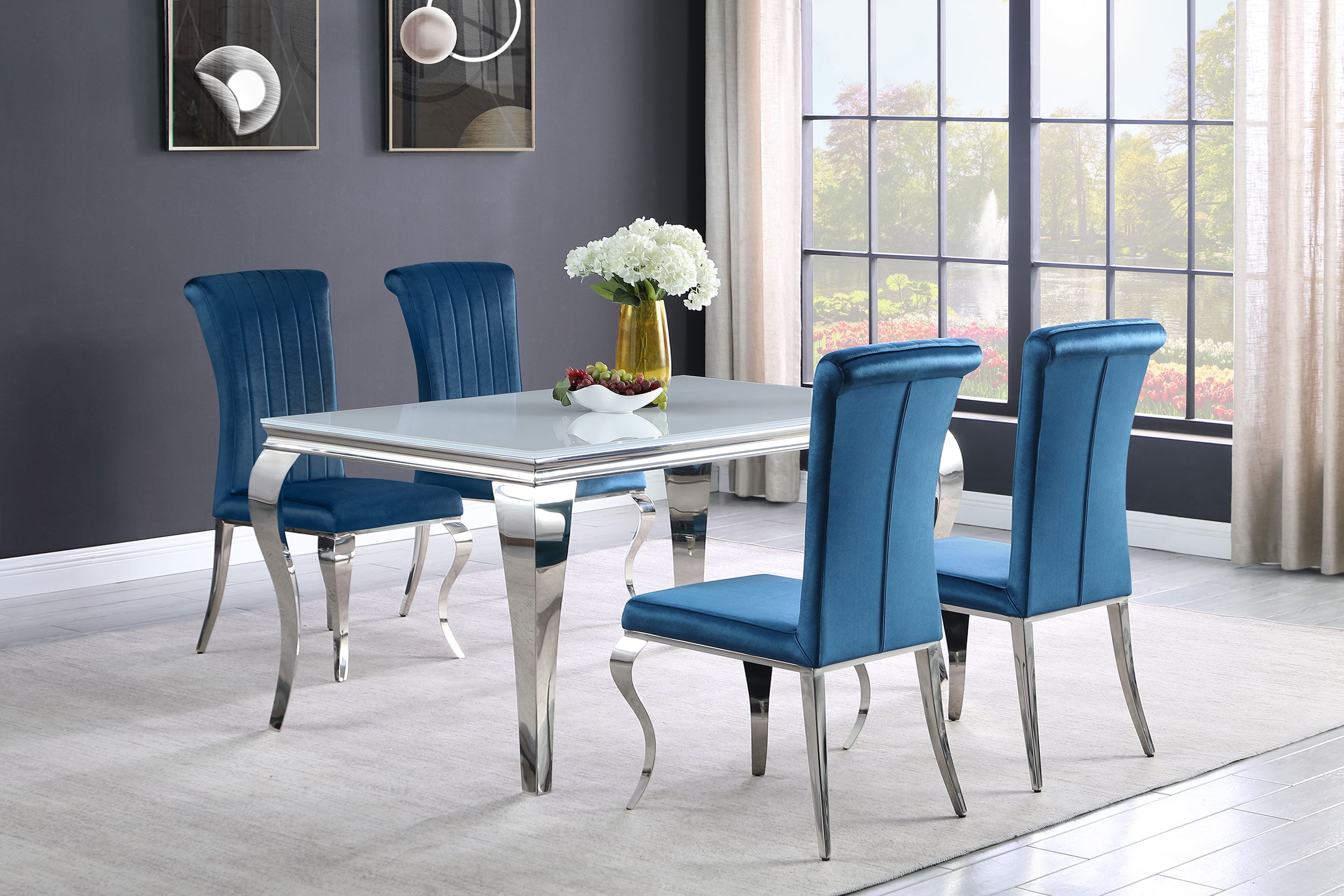 Betty Velvet Upholstered Dining Side Chair Blue (Set of 4) — view 13