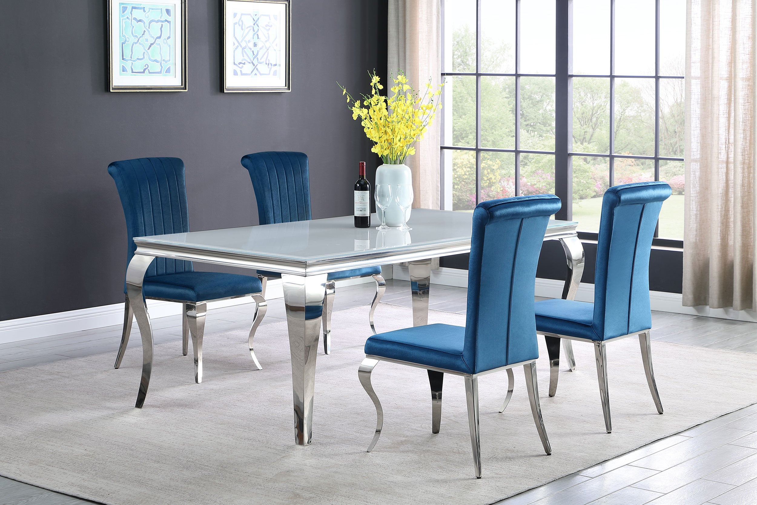 Betty Velvet Upholstered Dining Side Chair Blue (Set of 4) — view 15