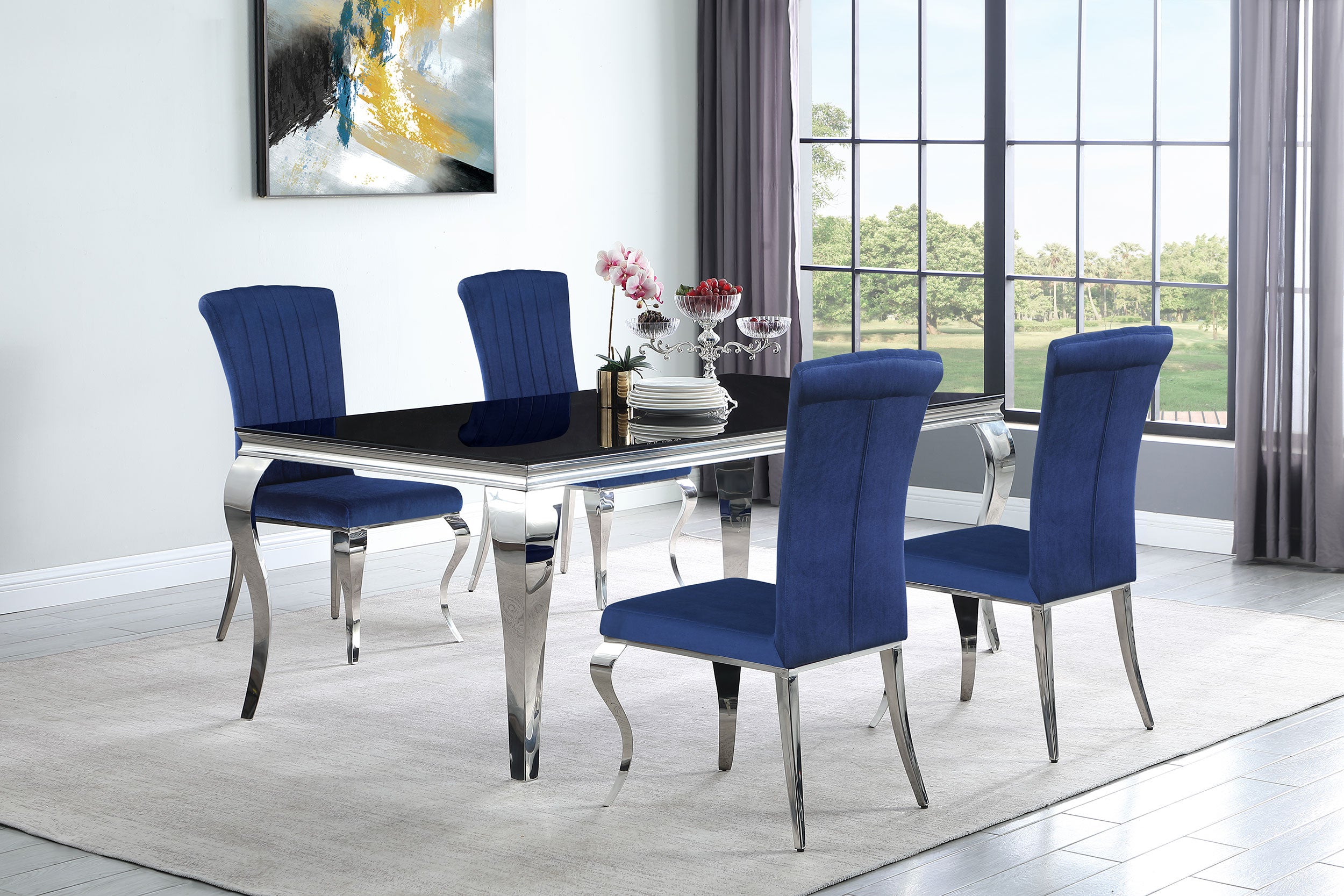 Betty Velvet Upholstered Dining Chair Ink Blue (Set of 4) — view 14