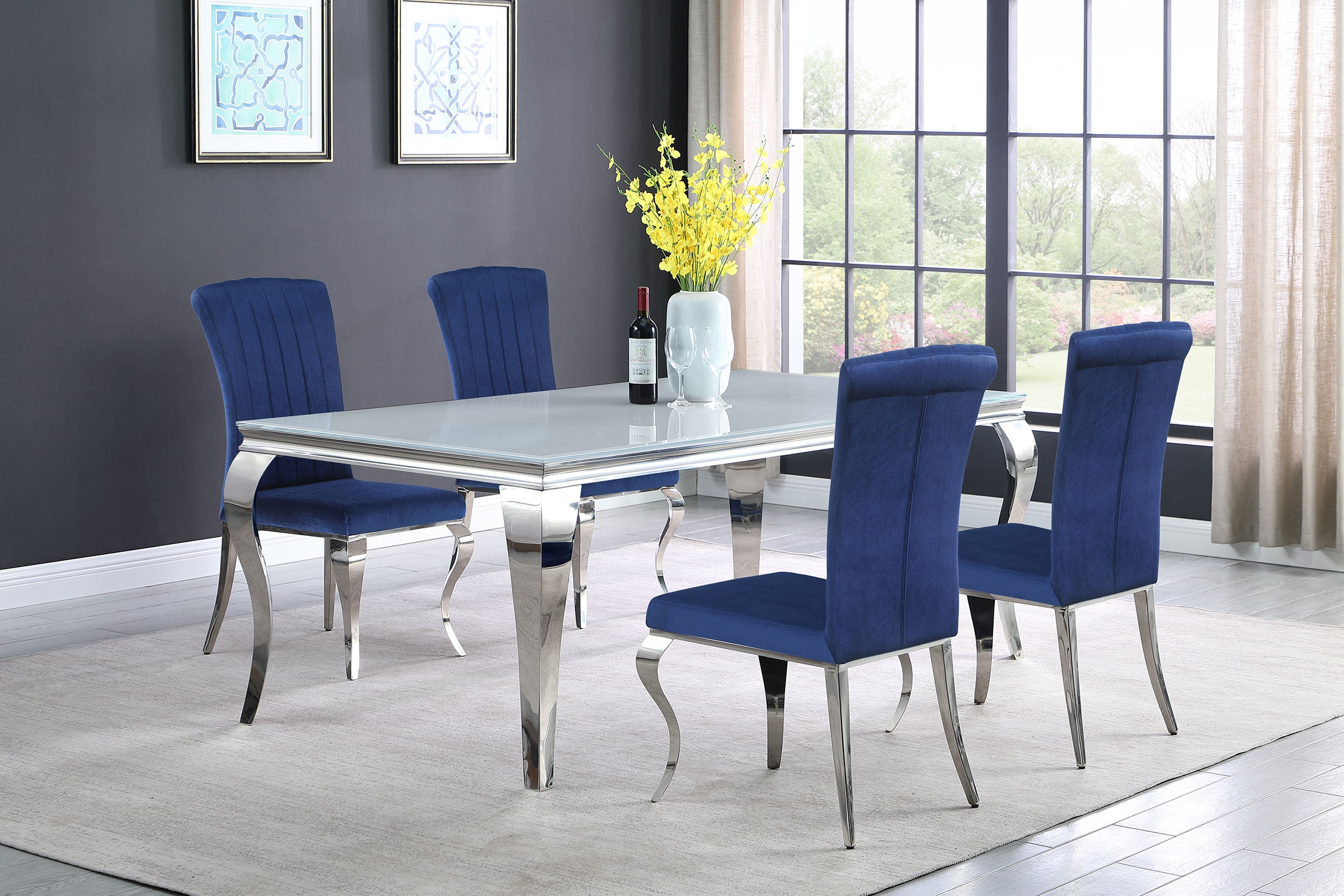 Betty Velvet Upholstered Dining Chair Ink Blue (Set of 4) — view 15