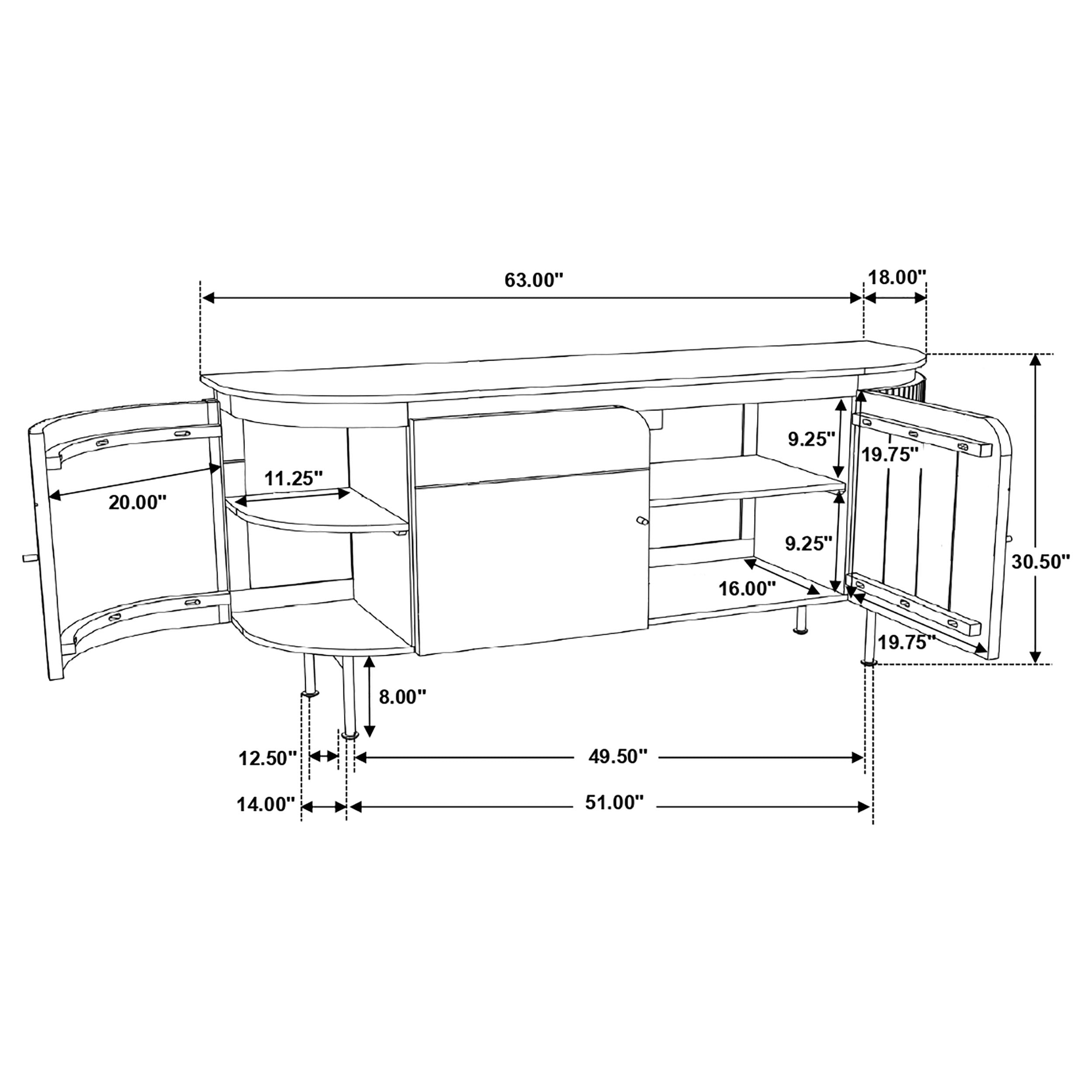 Ortega 4-door Marble Top Sideboard Buffet Cabinet Natural — view 13
