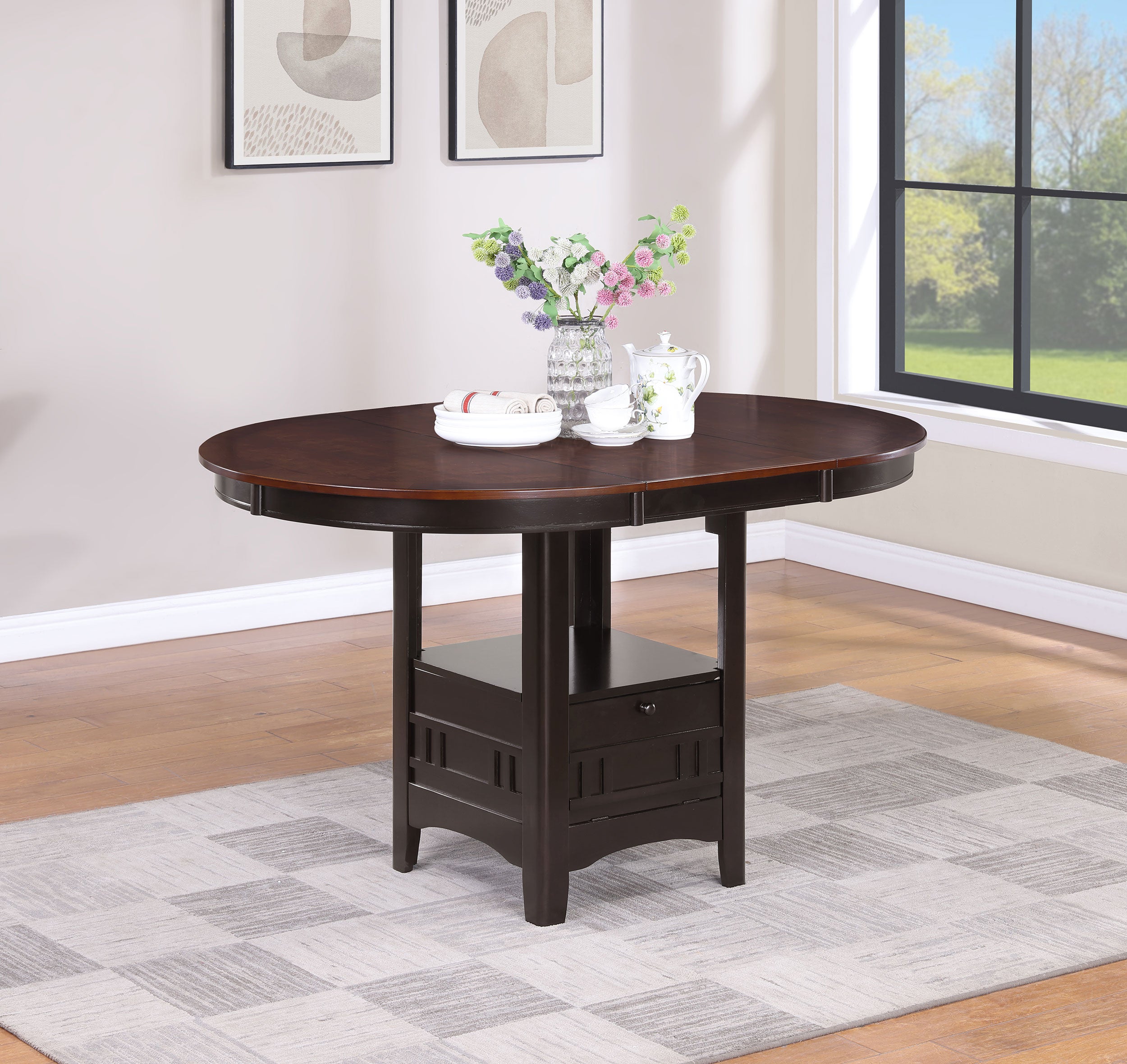 Lavon Oval 60-inch Counter Height Extension Dining Table Chestnut — view 2
